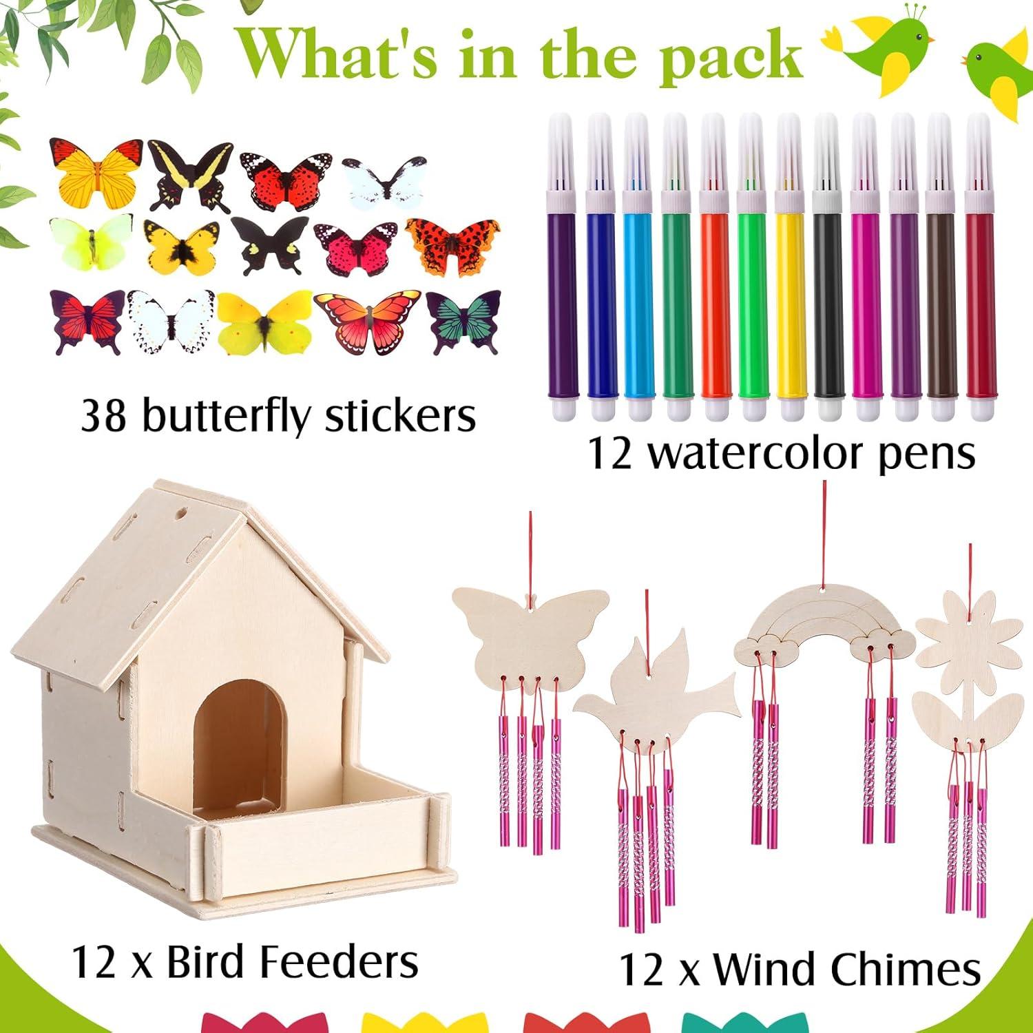 Kit de Manualidades Feifeiya: 12 Casas de Pájaros para Pintar