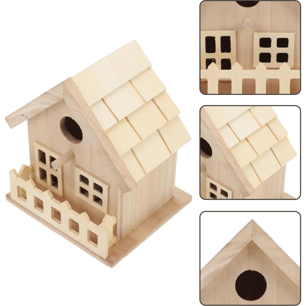 Kit Casa para Aves de Madera DIY Toddmomy 13x14x13cm