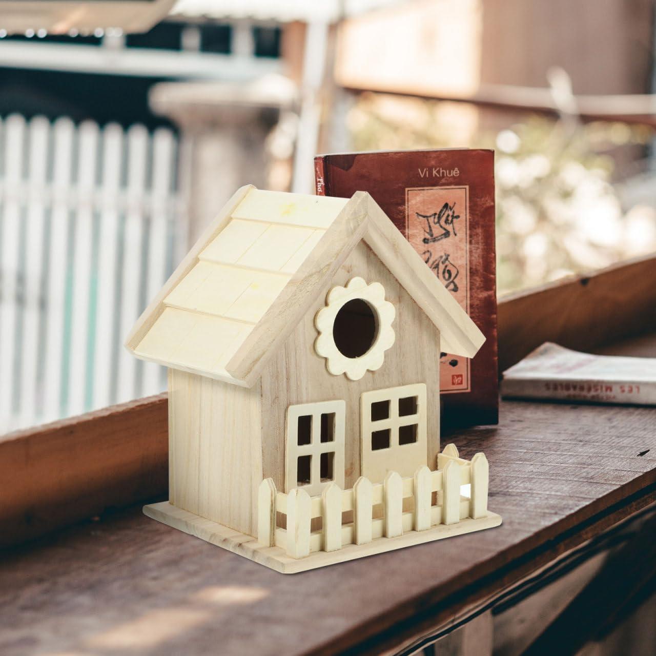 Kit Casa para Aves de Madera DIY Toddmomy 13x14x13cm