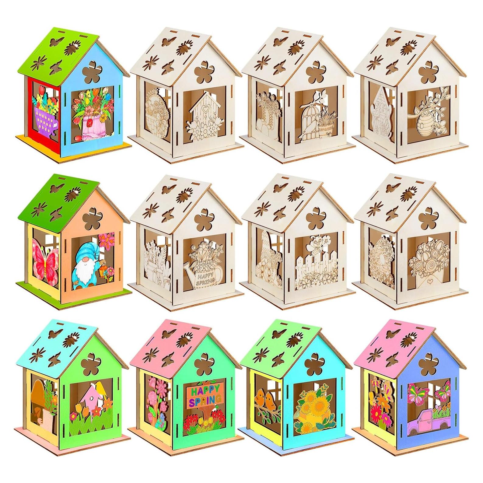 12 Casas de Madera para Pintar DIY Cinnvoice - Manualidades Primavera