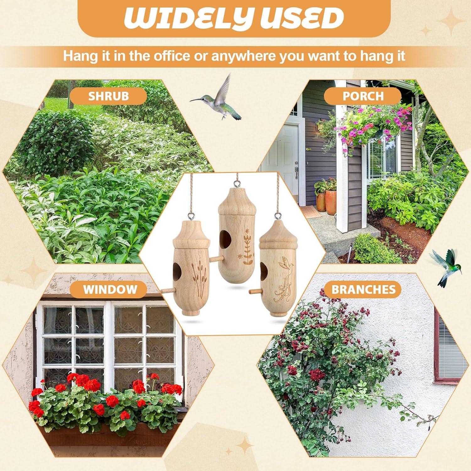 Kit de 12 casas para colibríes Briwooody con pinturas y pinceles