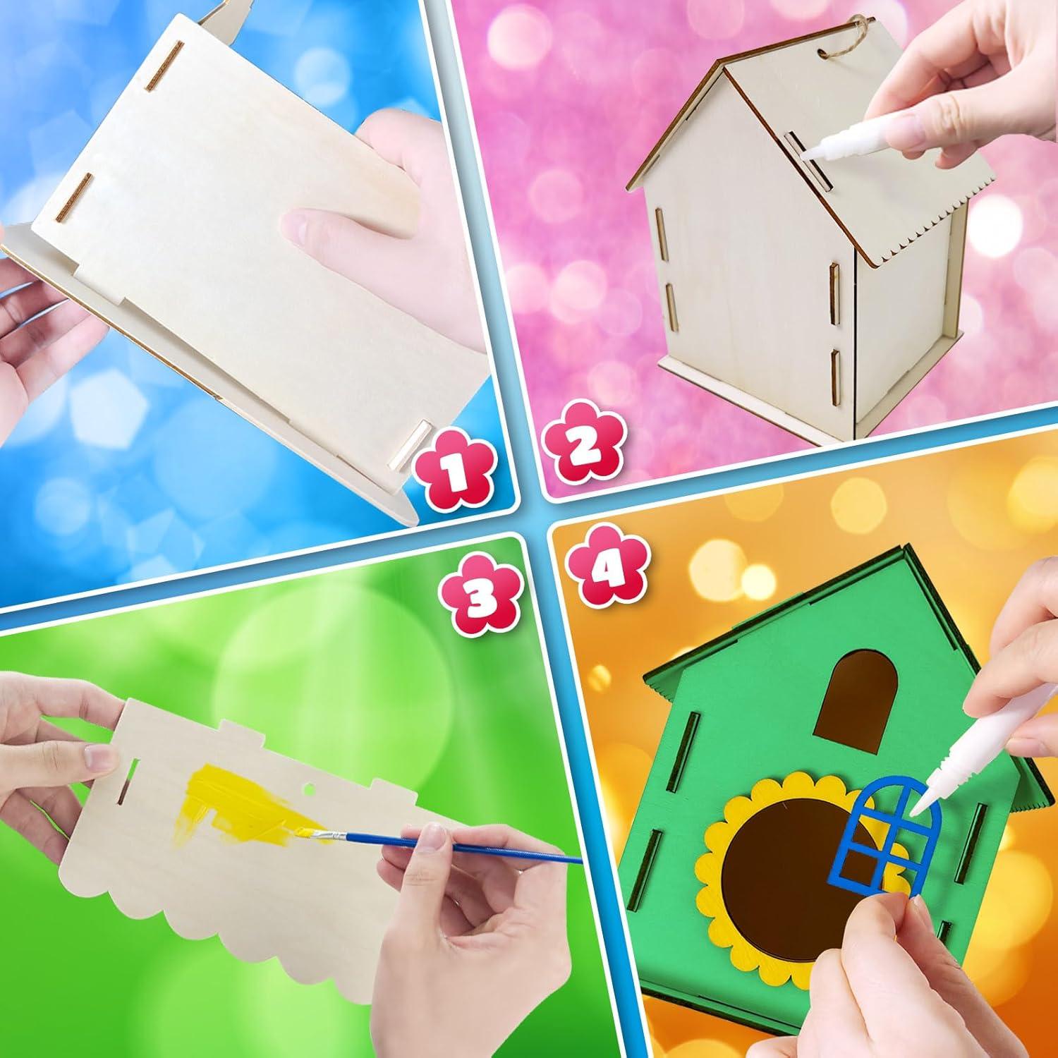 Kit de Manualidades para Niños Heyzeibo 4 Pack Casa para Aves