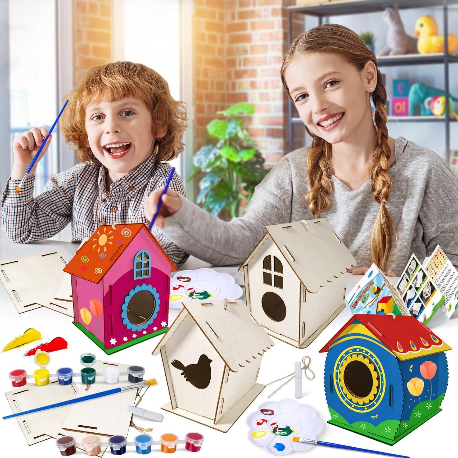 Kit de Manualidades para Niños Heyzeibo 4 Pack Casa para Aves