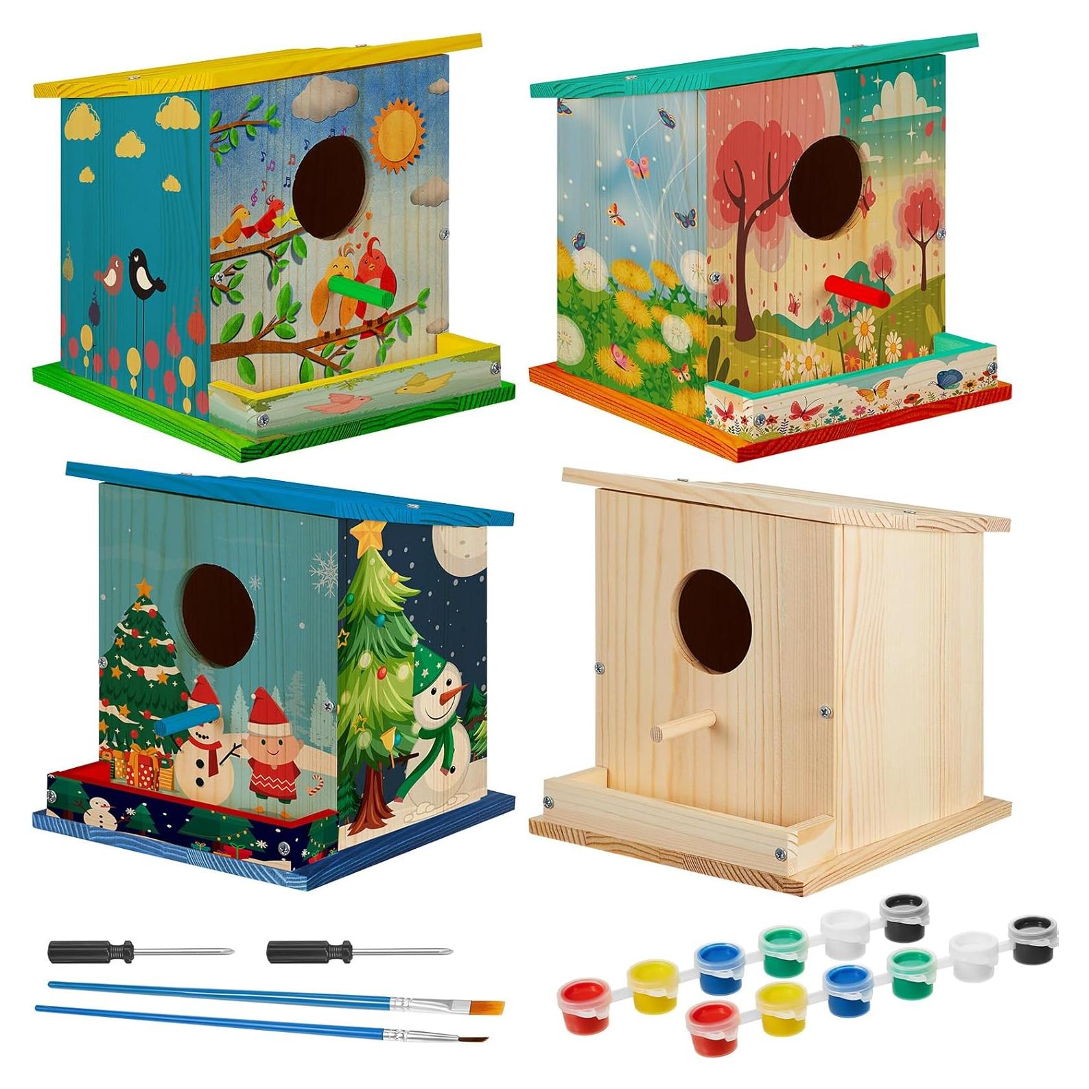 Kit de Casa para Aves de Madera Liliful - 4 Piezas DIY