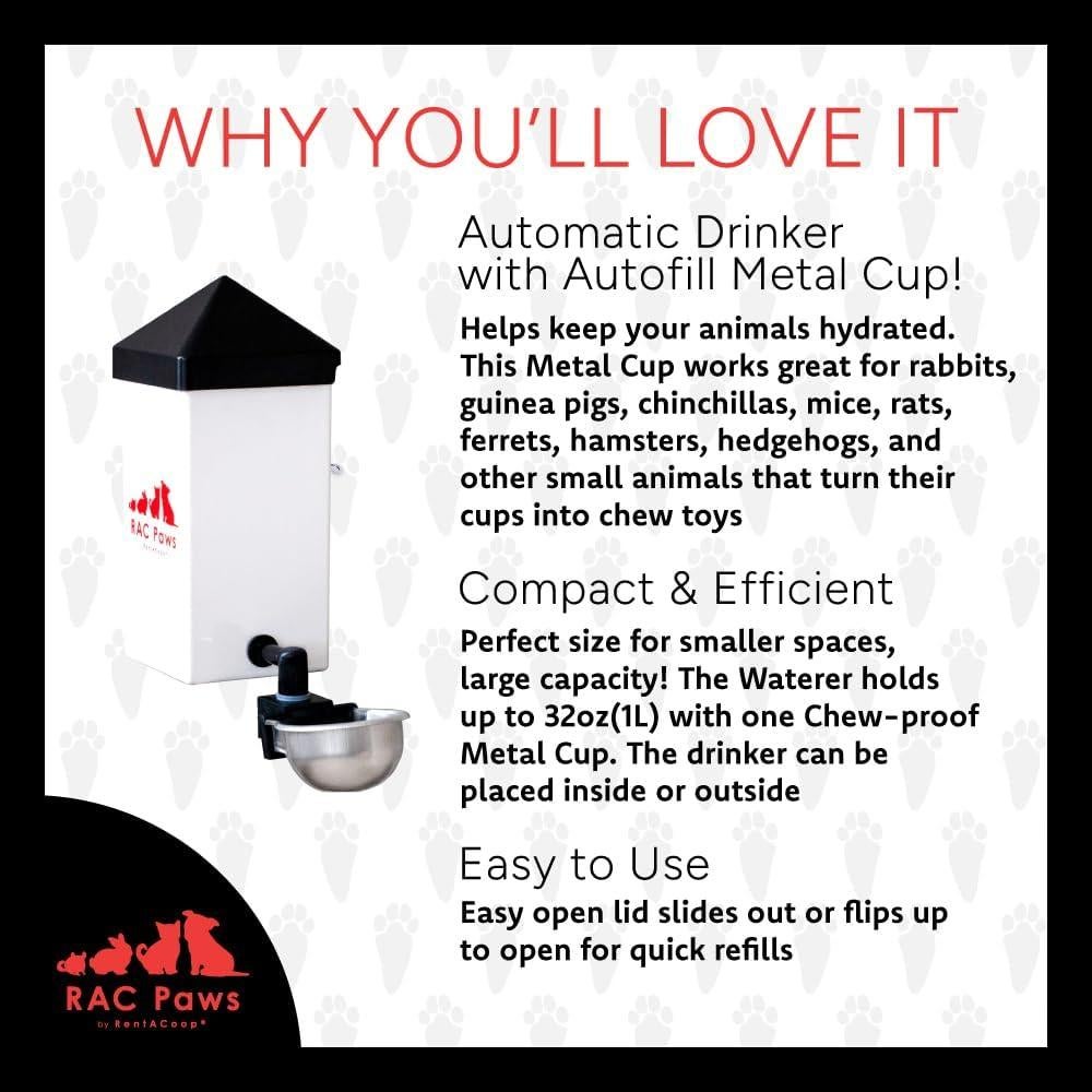 Botella de Agua No-Goteo RentACoop 32oz para Mascotas Pequeñas