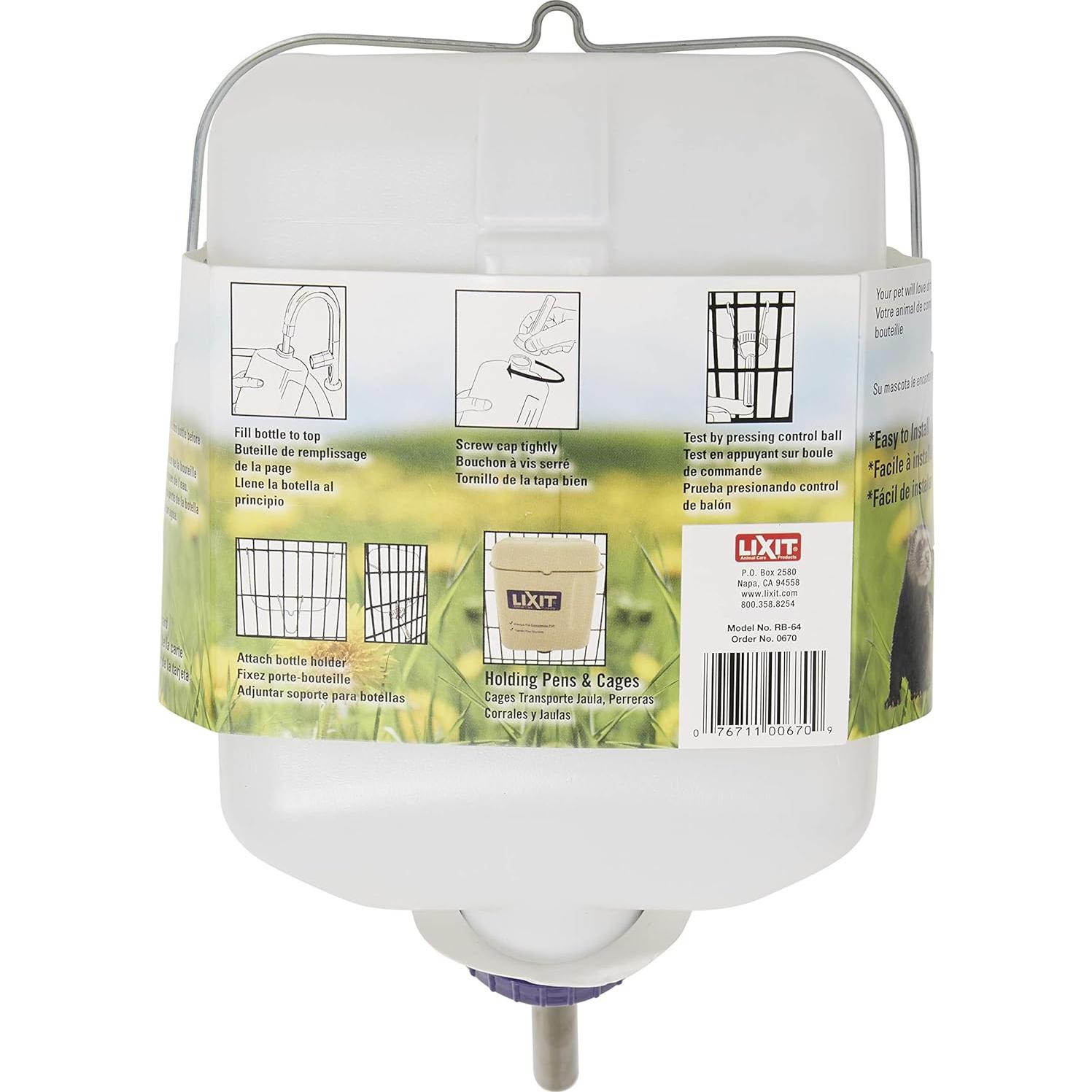 Botellas de Agua Lixit Boca Ancha 1.89L para Conejos y Hurones - Paquete de 2