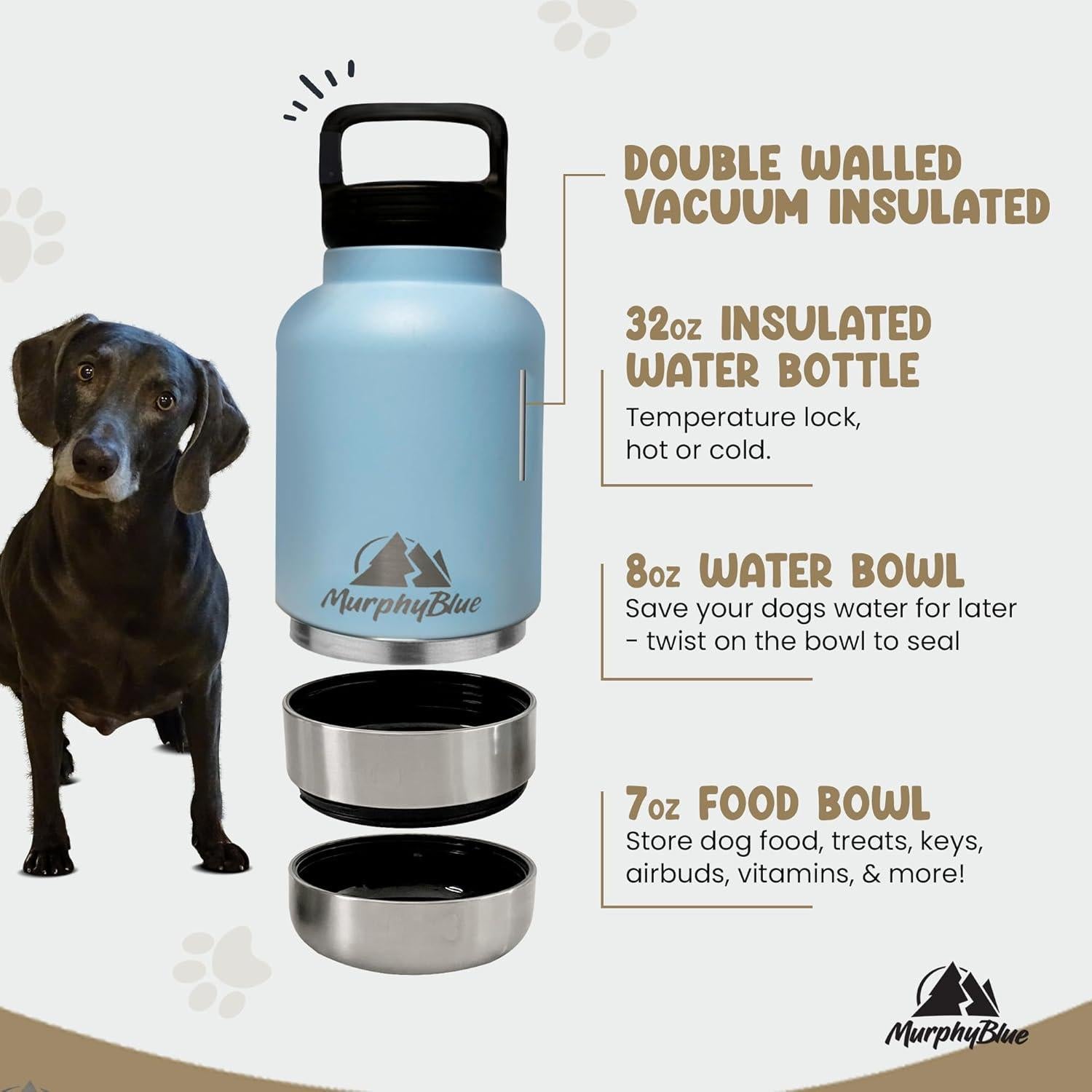 Botella de Agua para Perros MurphyBlue 0.95 L Acero Inoxidable
