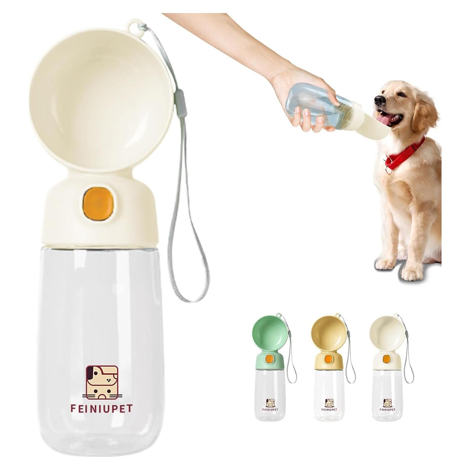 Botella de Agua Portátil para Perros FEINIUPET 565ml Blanca