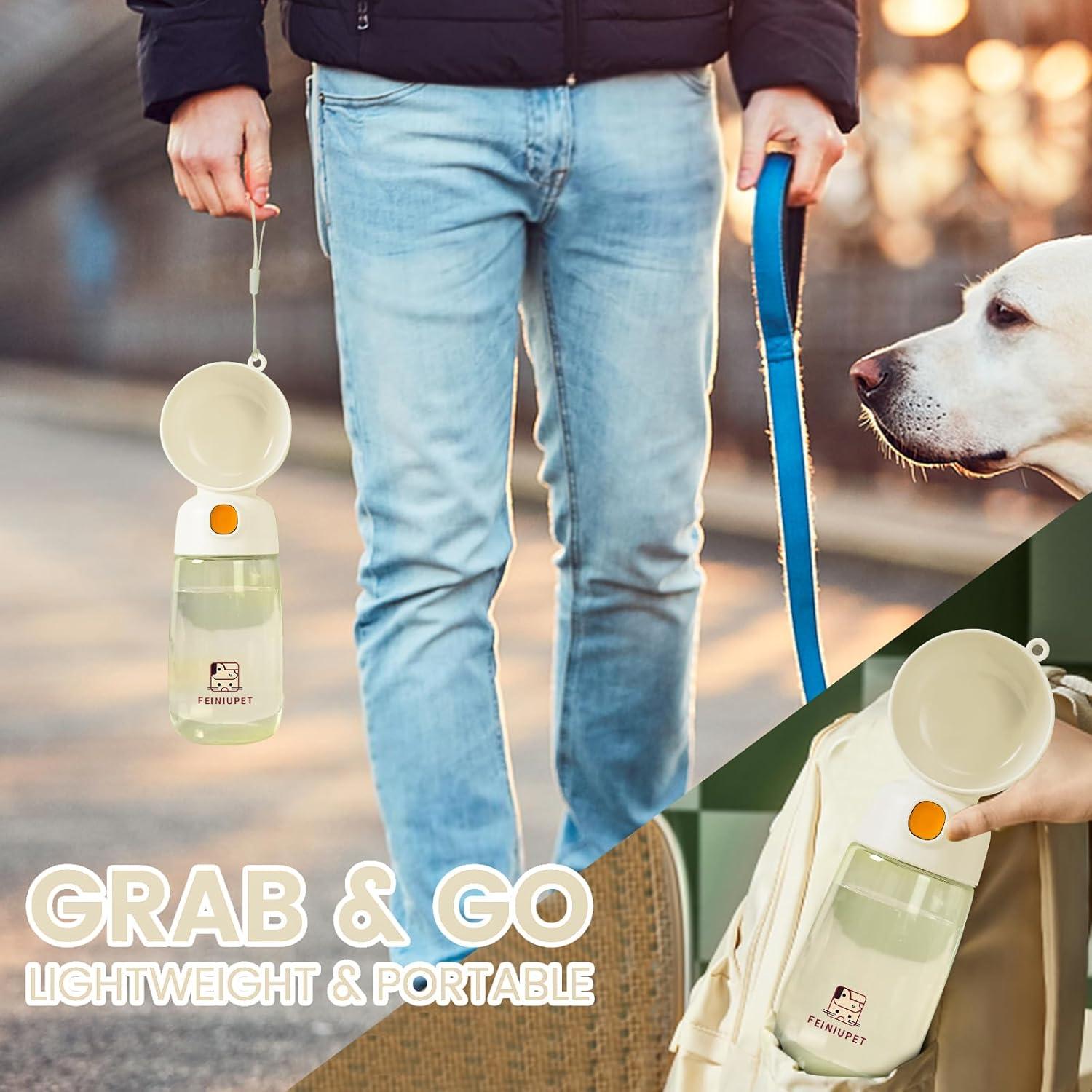 Botella de Agua Portátil para Perros FEINIUPET 565ml Blanca