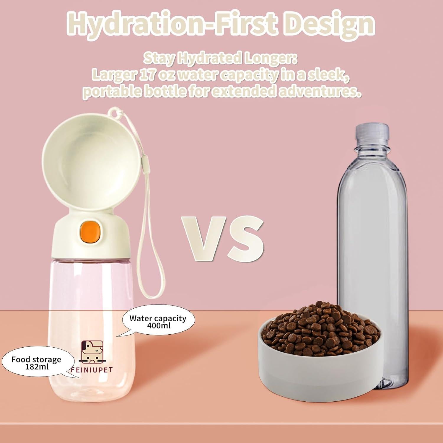 Botella de Agua Portátil para Perros FEINIUPET 565ml Blanca