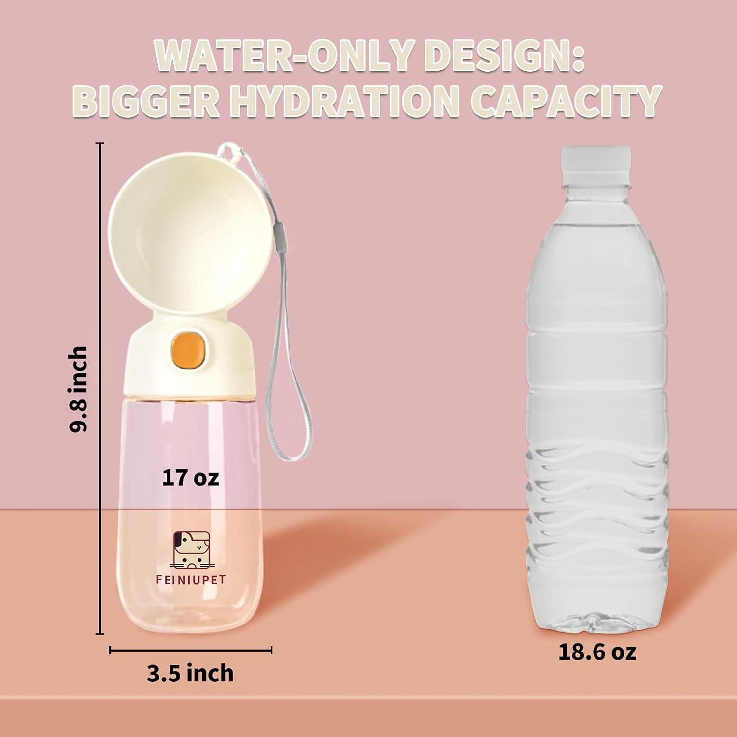 Botella de Agua Portátil para Perros FEINIUPET 565ml Blanca