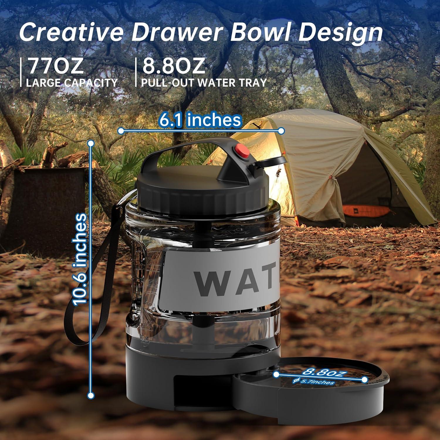 Botella de Agua Portátil para Perros PETDOTT 2.28L - Negra