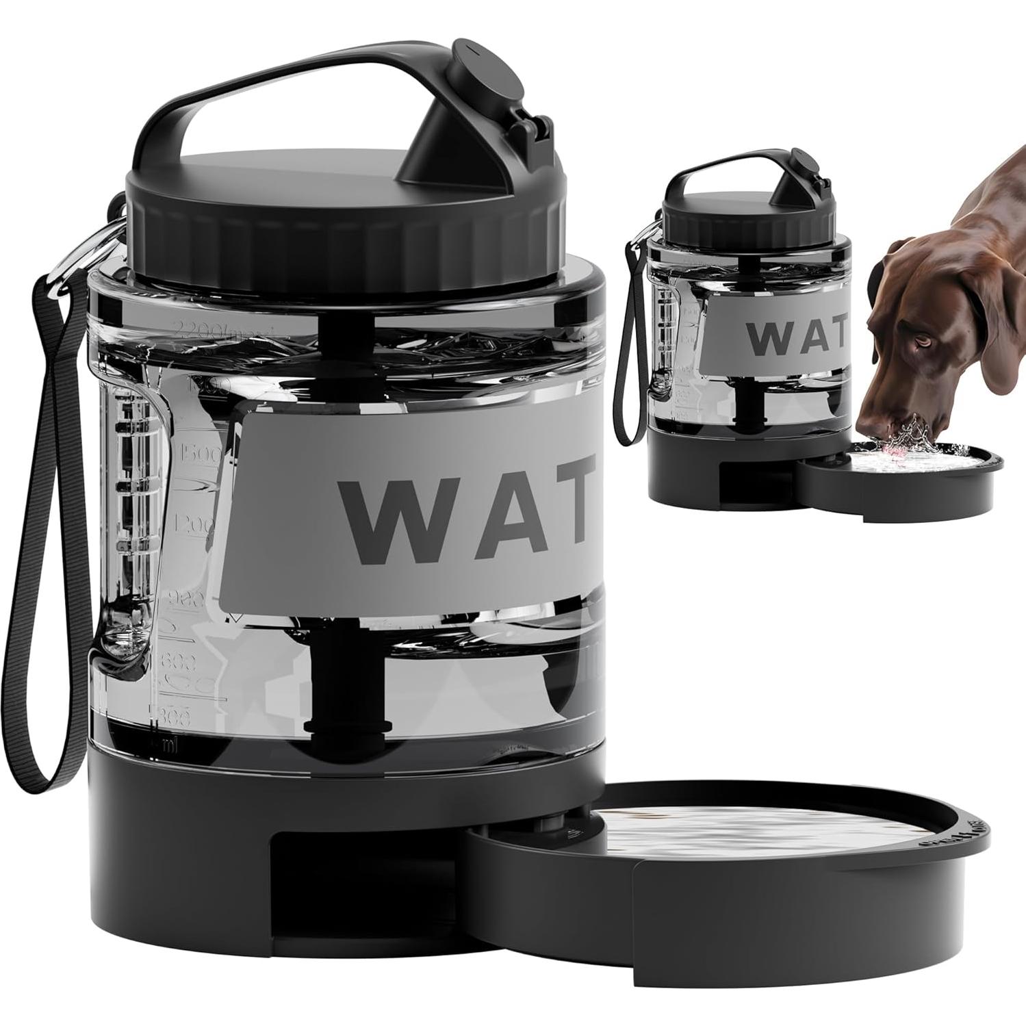 Botella de Agua Portátil para Perros PETDOTT 2.28L - Negra