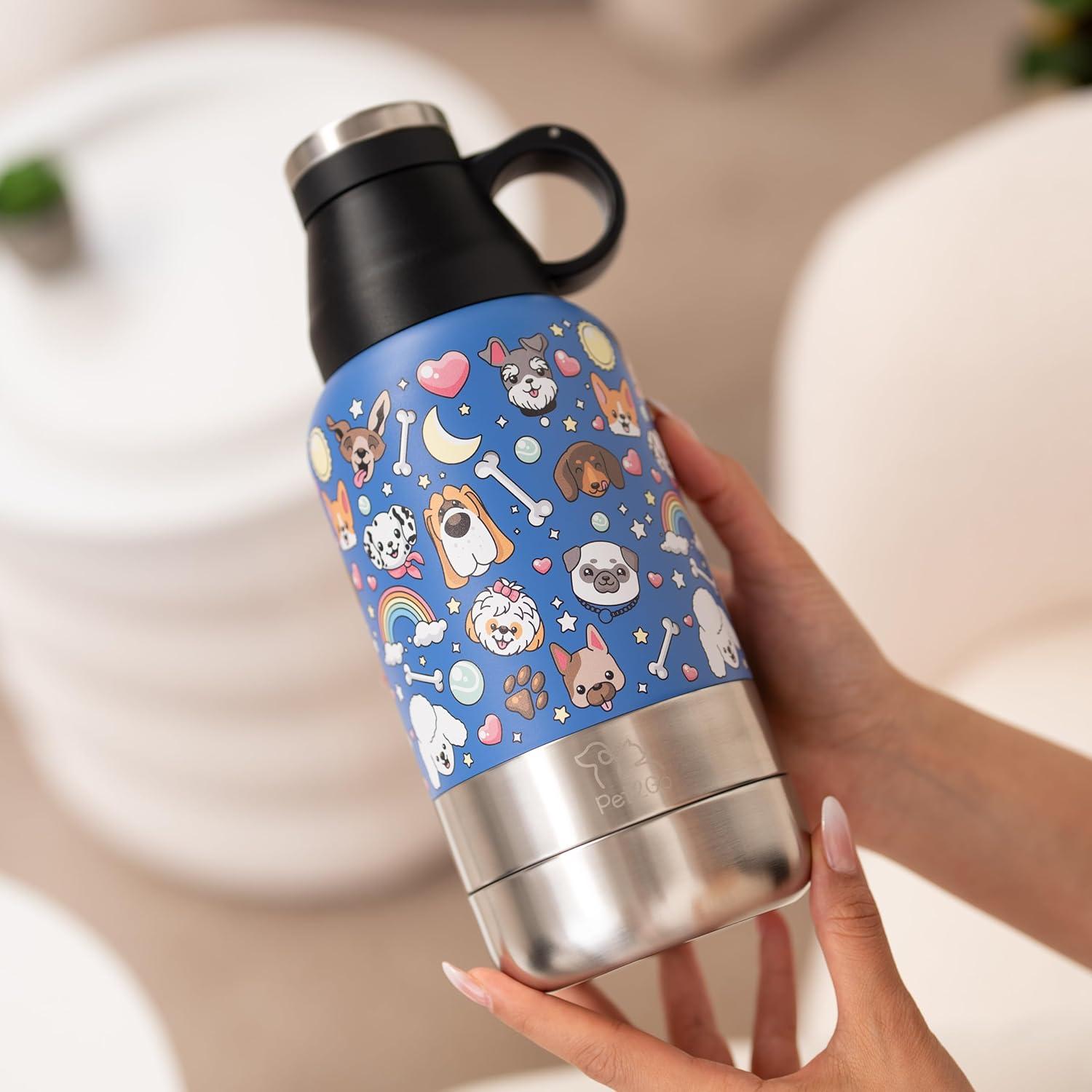 Botella de Agua para Perros Pet2Go 32oz con Cuencos Desmontables