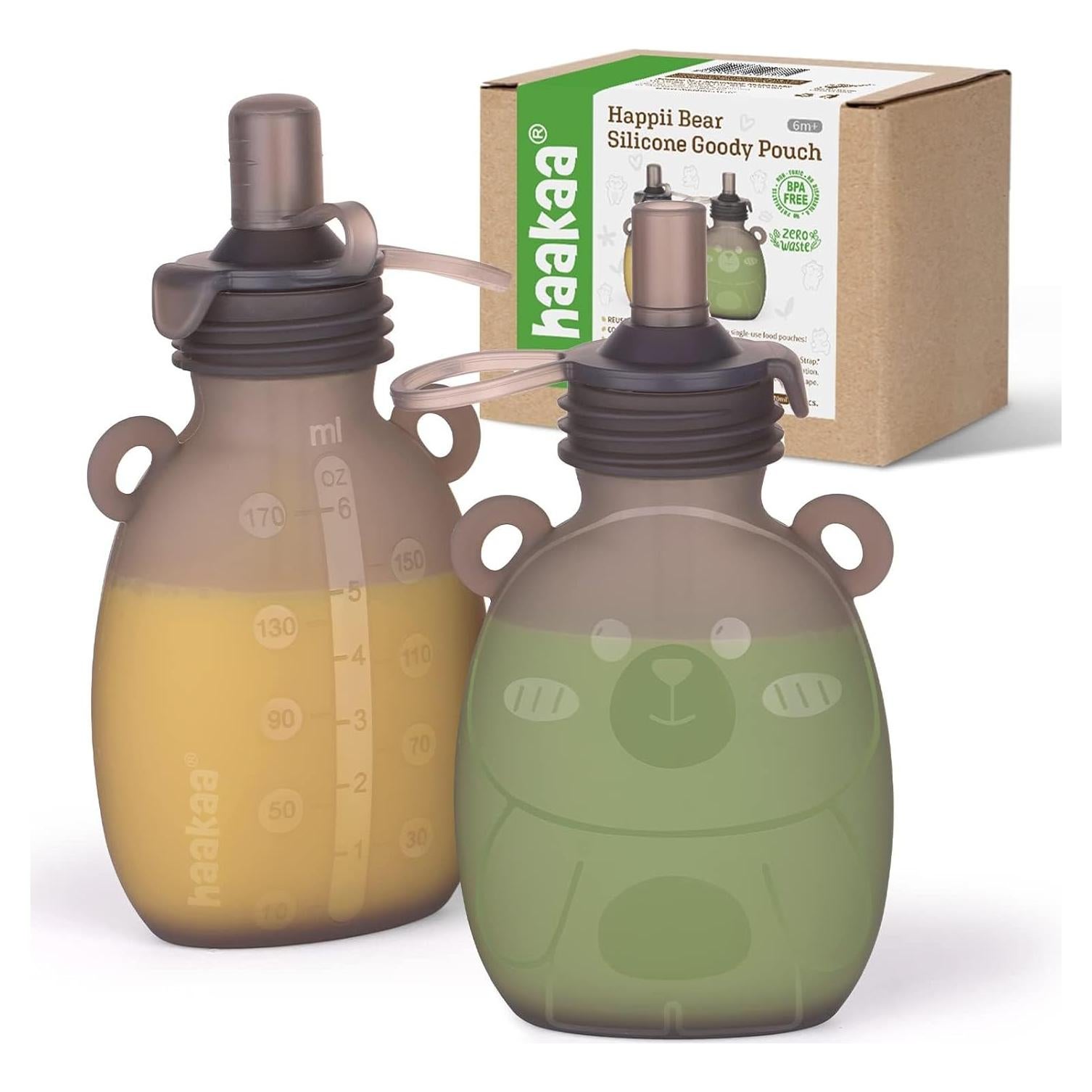 Bolsa de Silicona Reutilizable Haakaa Happii Bear 170g - 2 Unidades