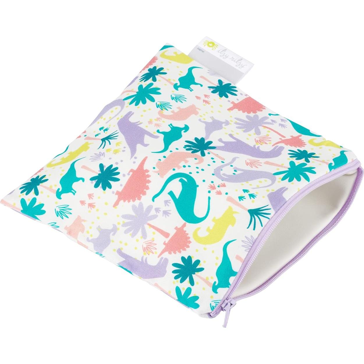 Bolsa de Snack Reutilizable Itzy Ritzy 17.78 cm Dinosaurio Púrpura