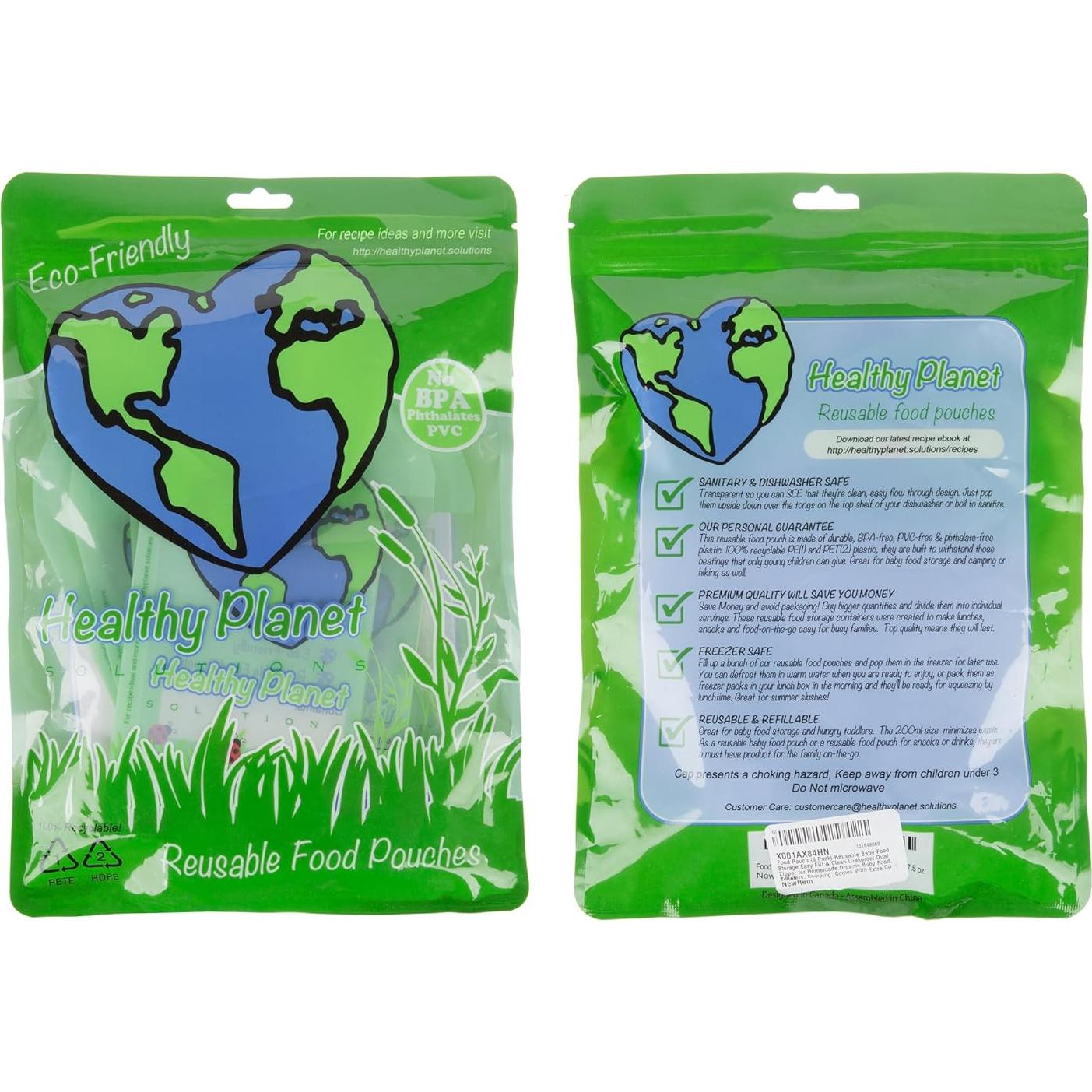 Bolsas de Comida Reutilizables Healthy Planet 6 Unidades 1.7L