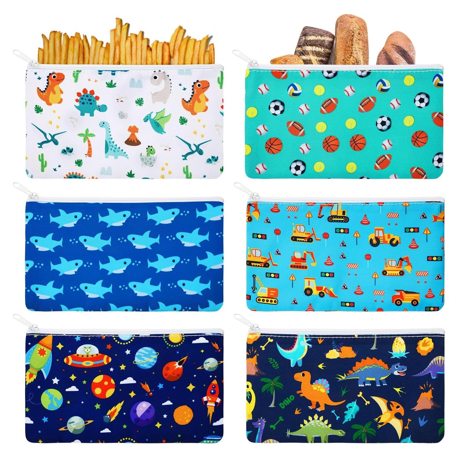 6 Bolsas de Snack Reutilizables Yaomiao 17.78x10.16cm Caricatura