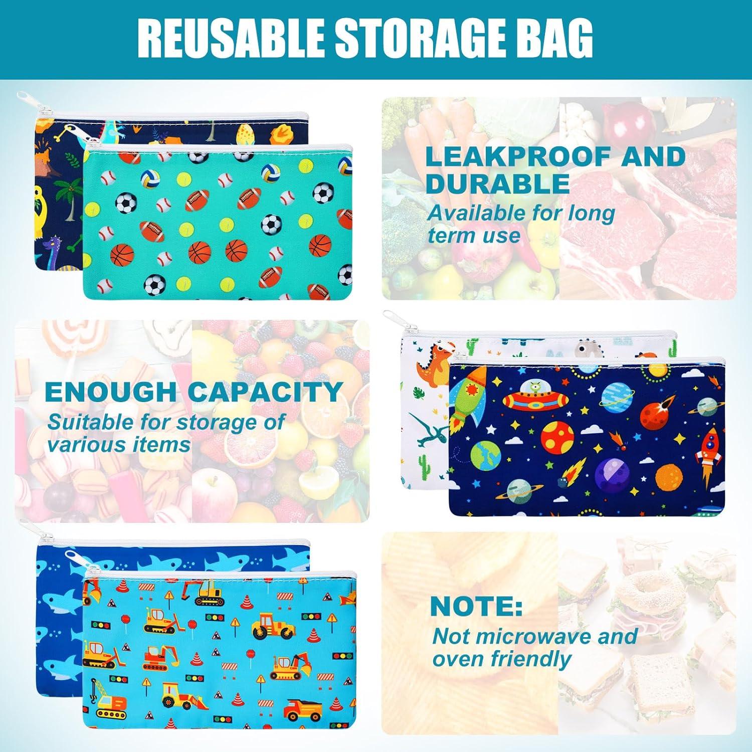 6 Bolsas de Snack Reutilizables Yaomiao 17.78x10.16cm Caricatura