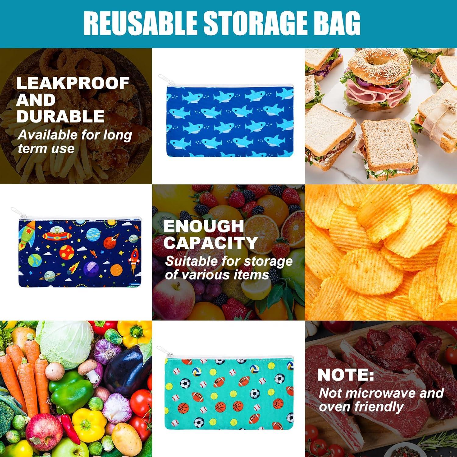 6 Bolsas de Snack Reutilizables Yaomiao 17.78x10.16cm Caricatura