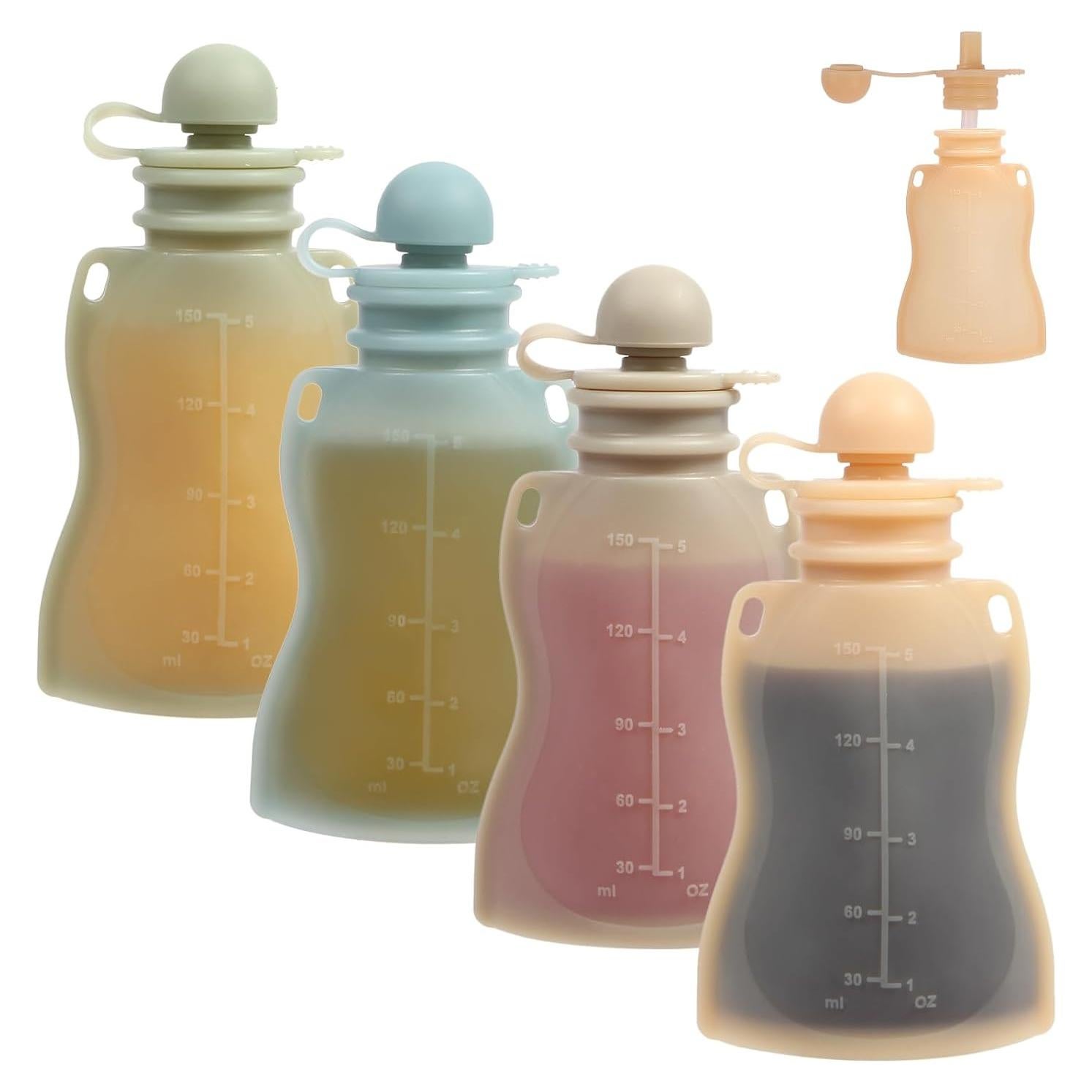Bolsas de Comida para Bebés Reutilizables 148 ml - 4 Piezas Silicona