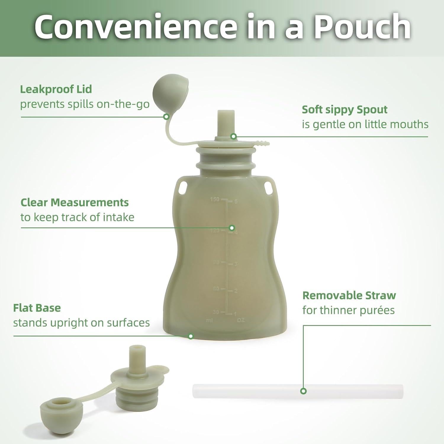 Bolsas de Comida para Bebés Reutilizables 148 ml - 4 Piezas Silicona