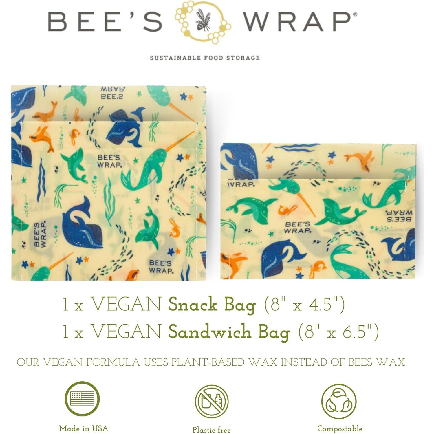Envolturas de Cera de Abeja Veganas 2PK - Sándwich y Snack