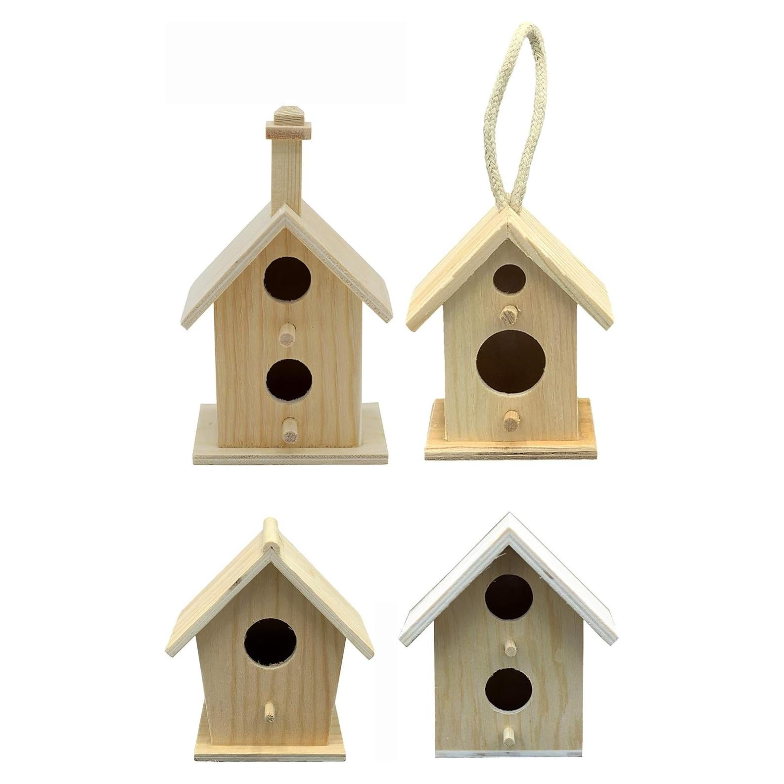 Set de 4 Casas de Pájaros Mini Creative Hobbies 10 cm Madera