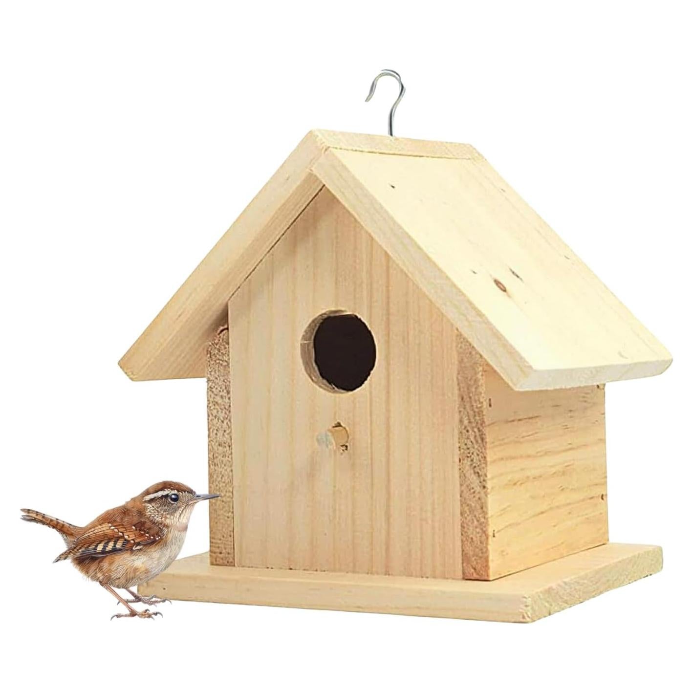 Casa de pájaros de madera pintable Hidden Creek 16.5x13.97x13.97 cm