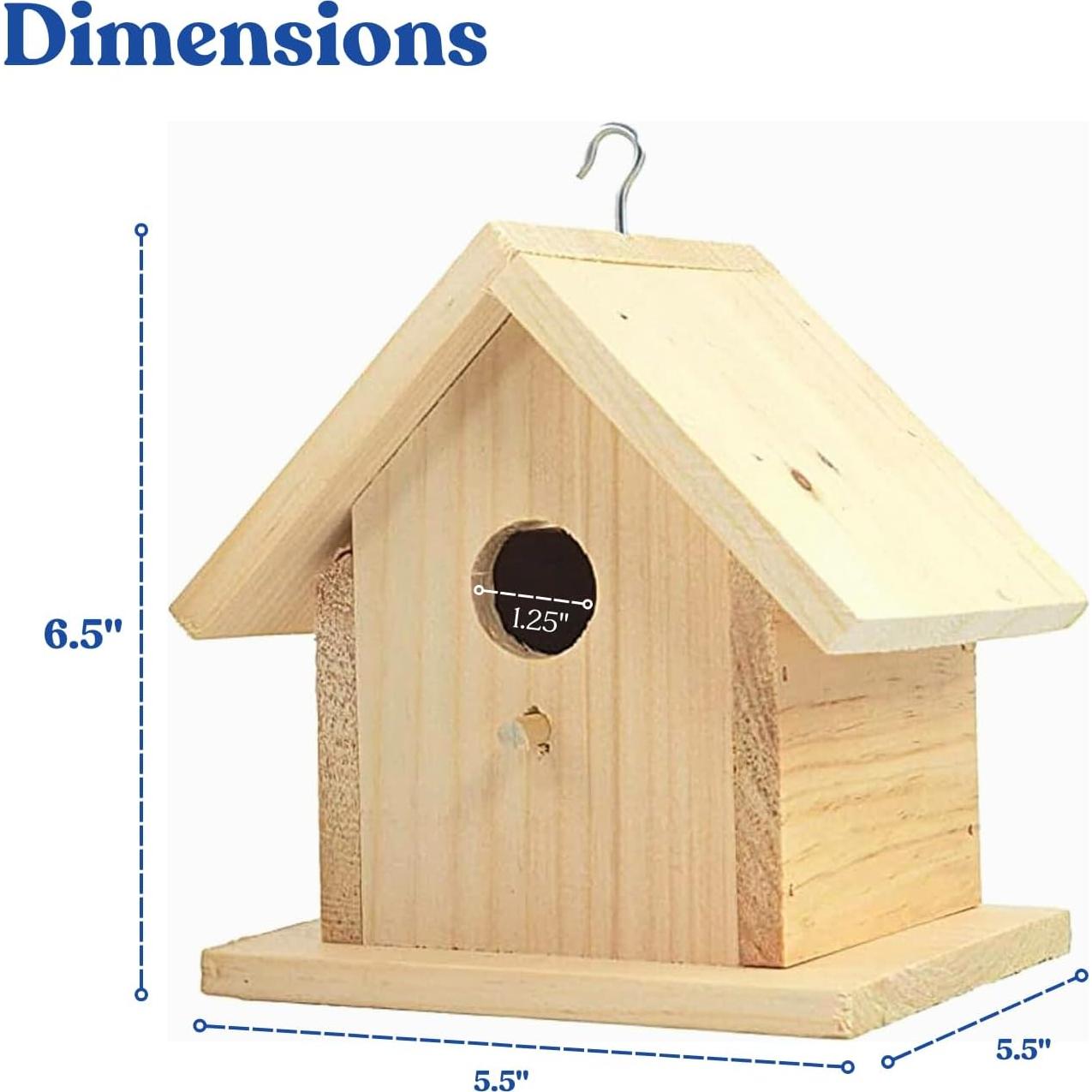 Casa de pájaros de madera pintable Hidden Creek 16.5x13.97x13.97 cm