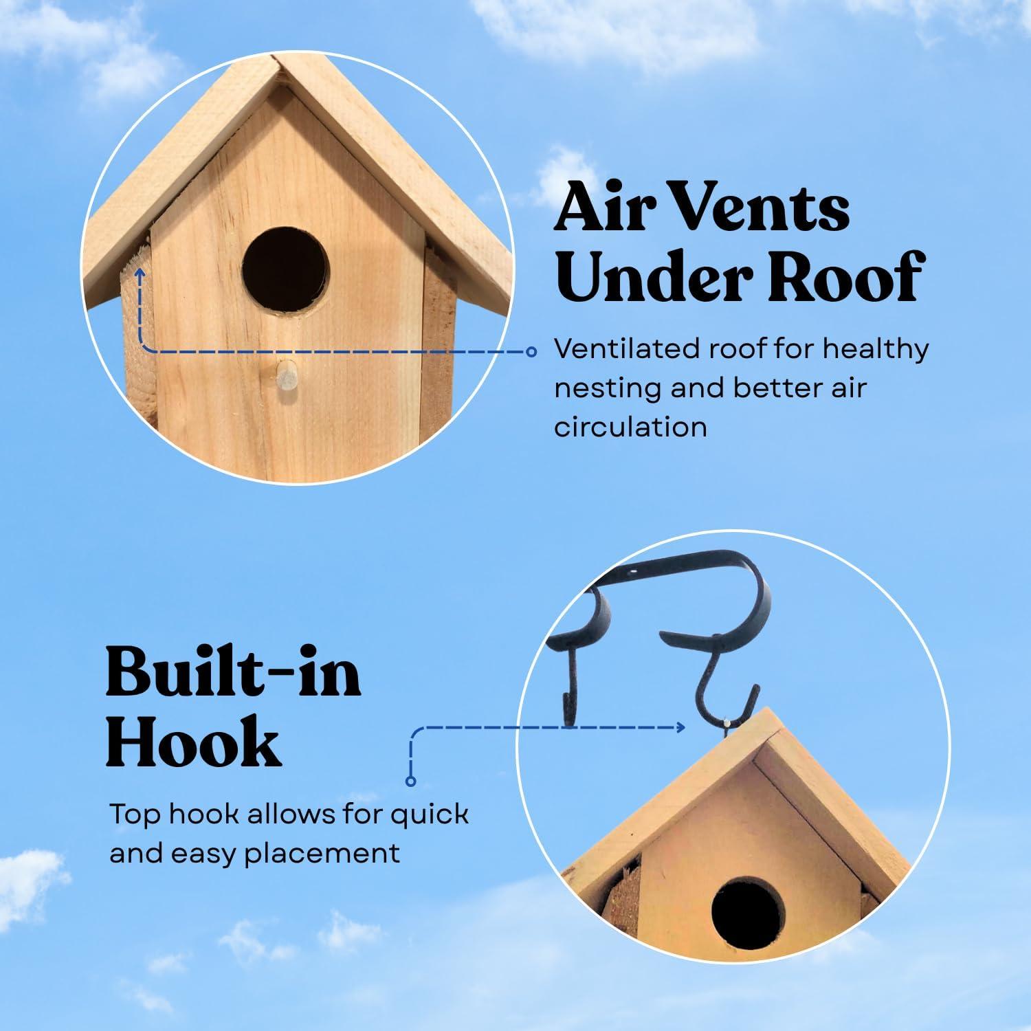 Casa de pájaros de madera pintable Hidden Creek 16.5x13.97x13.97 cm