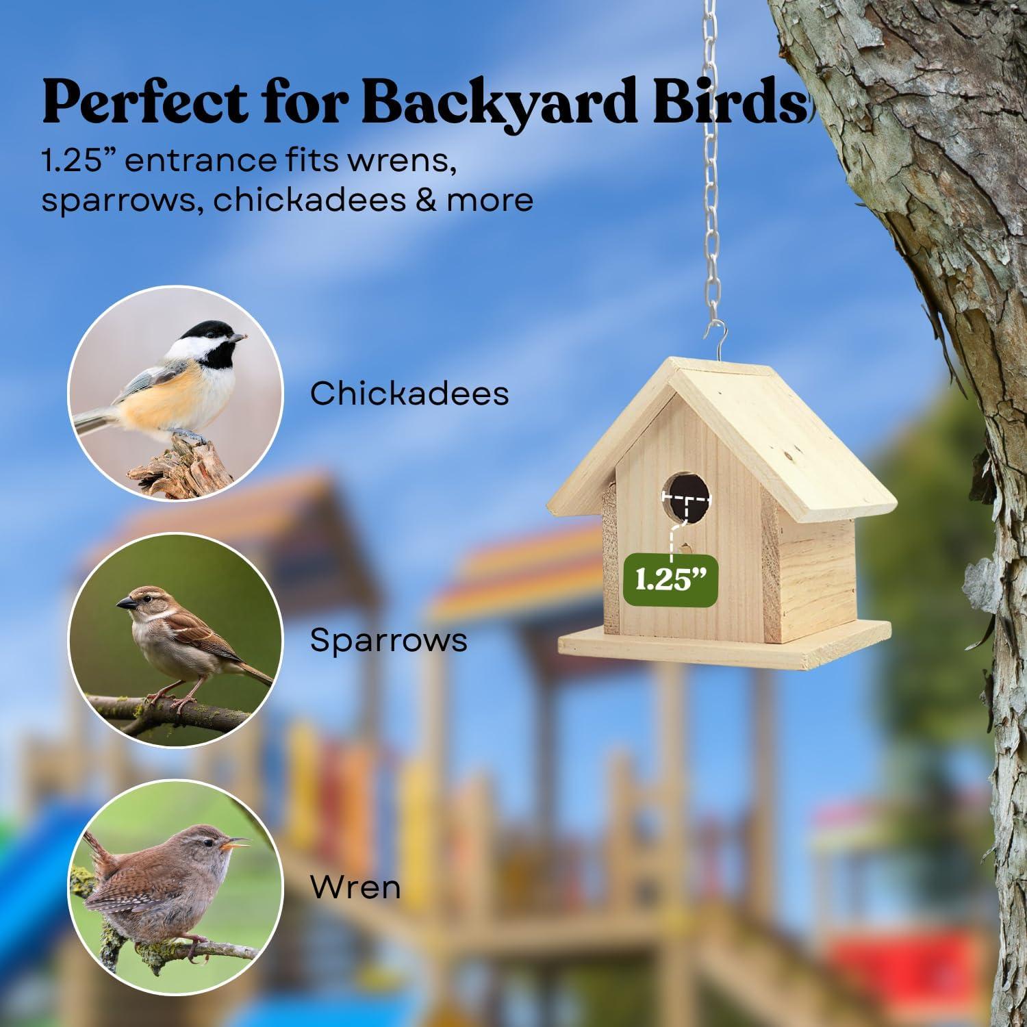 Casa de pájaros de madera pintable Hidden Creek 16.5x13.97x13.97 cm