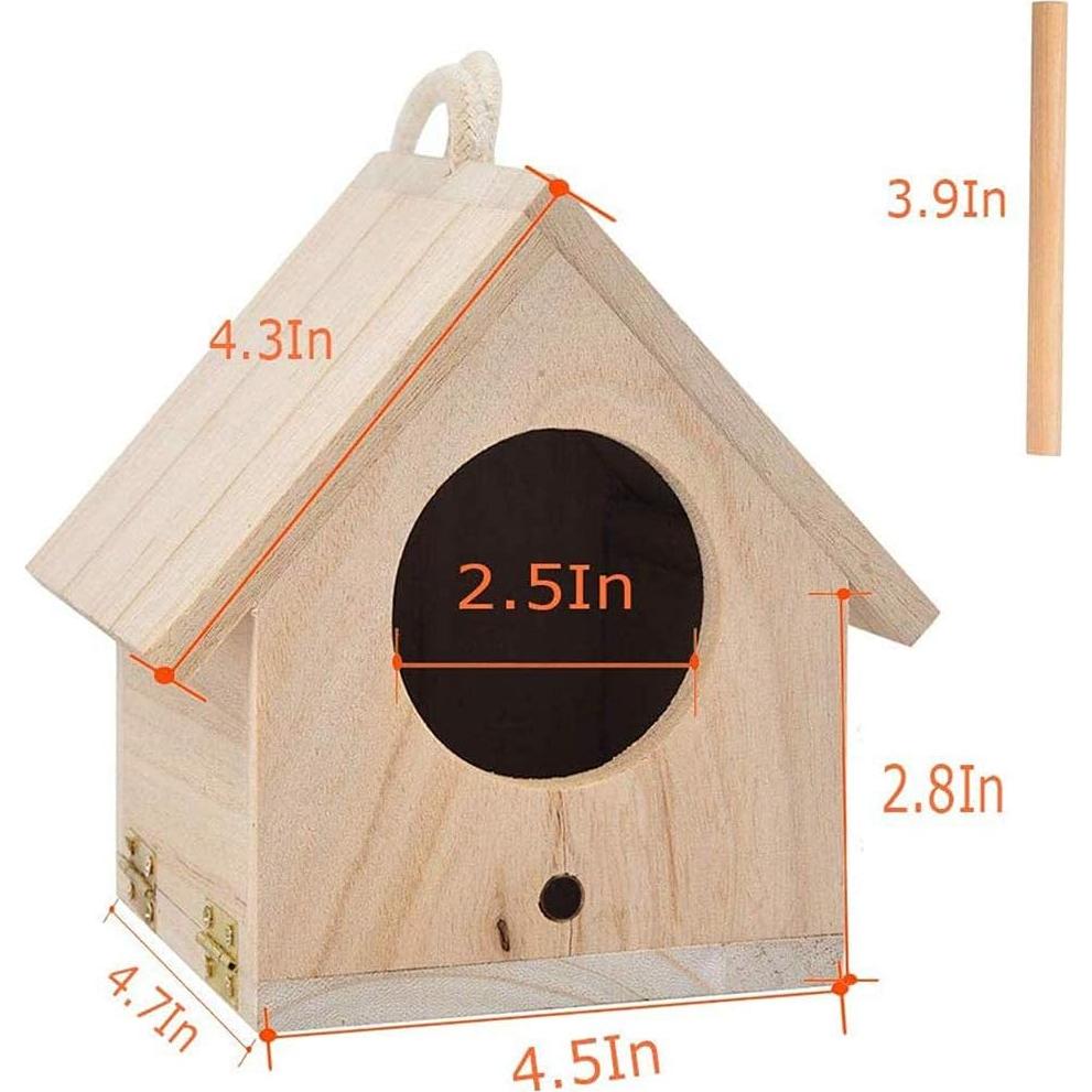 Casa de Pájaro de Madera Tfwadmx - 2 Pcs 11.4x11.4x14.2 cm