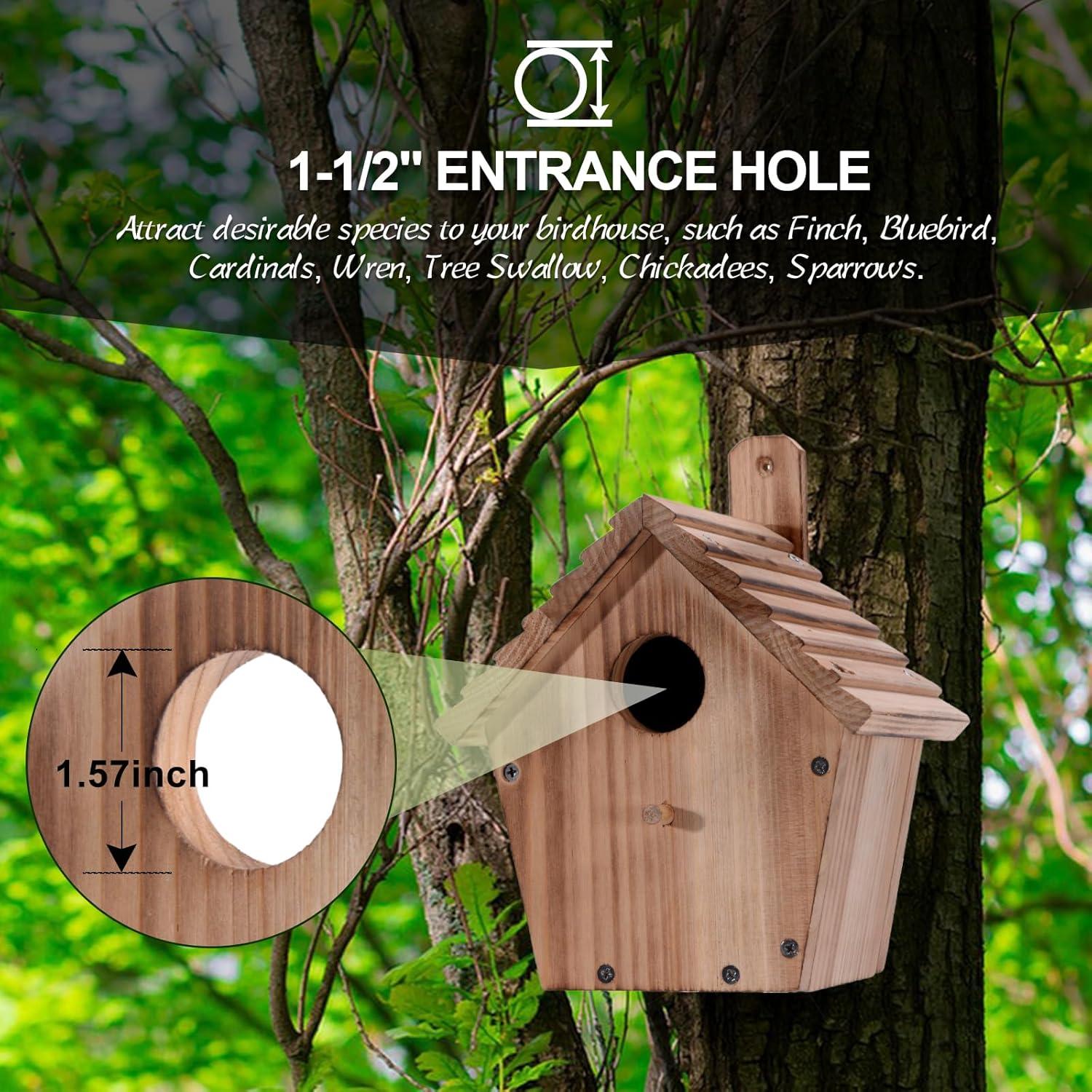 Casa de pájaros de madera CLACKIBUKVYZ 20.5x16.5 cm para jardín