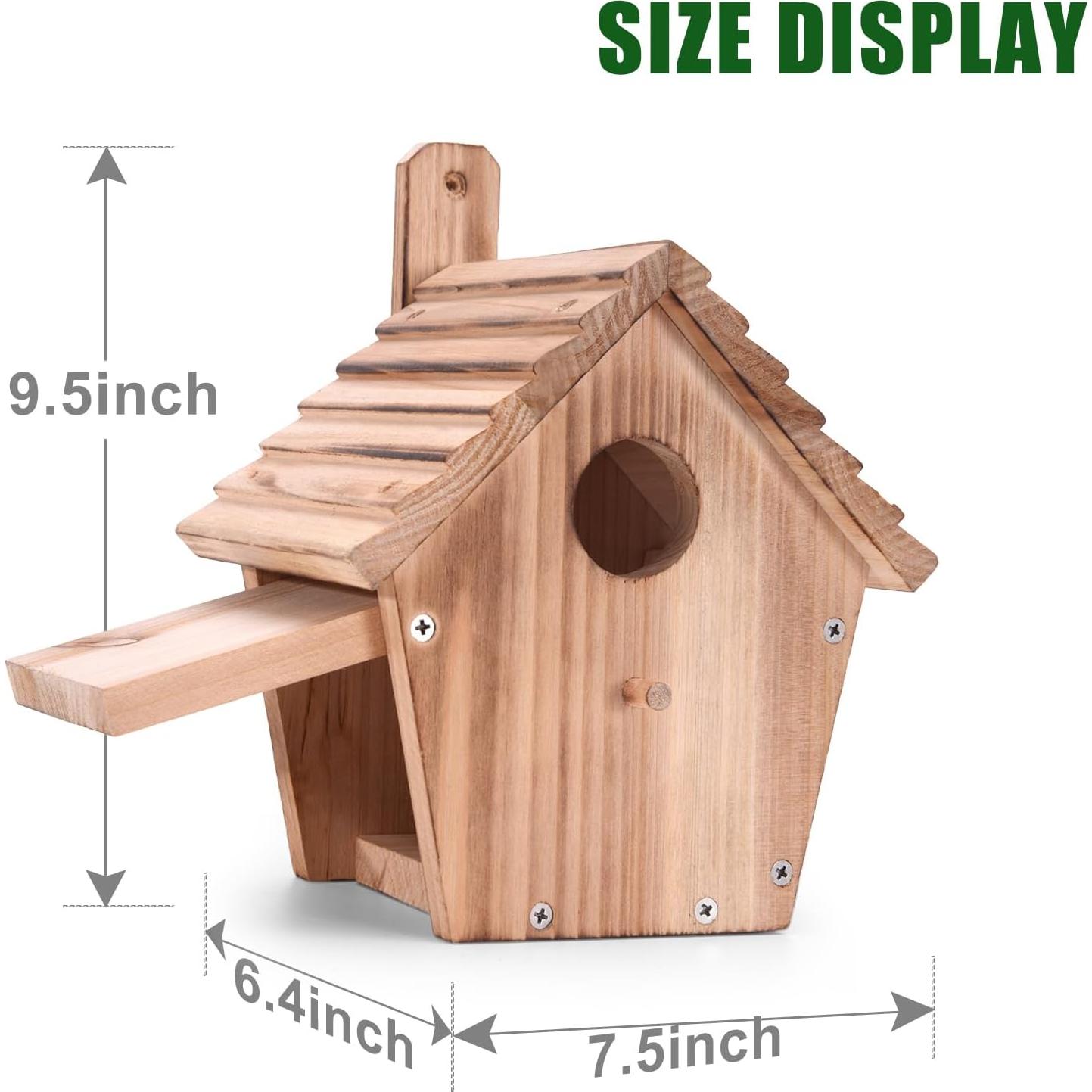 Casa de pájaros de madera CLACKIBUKVYZ 20.5x16.5 cm para jardín