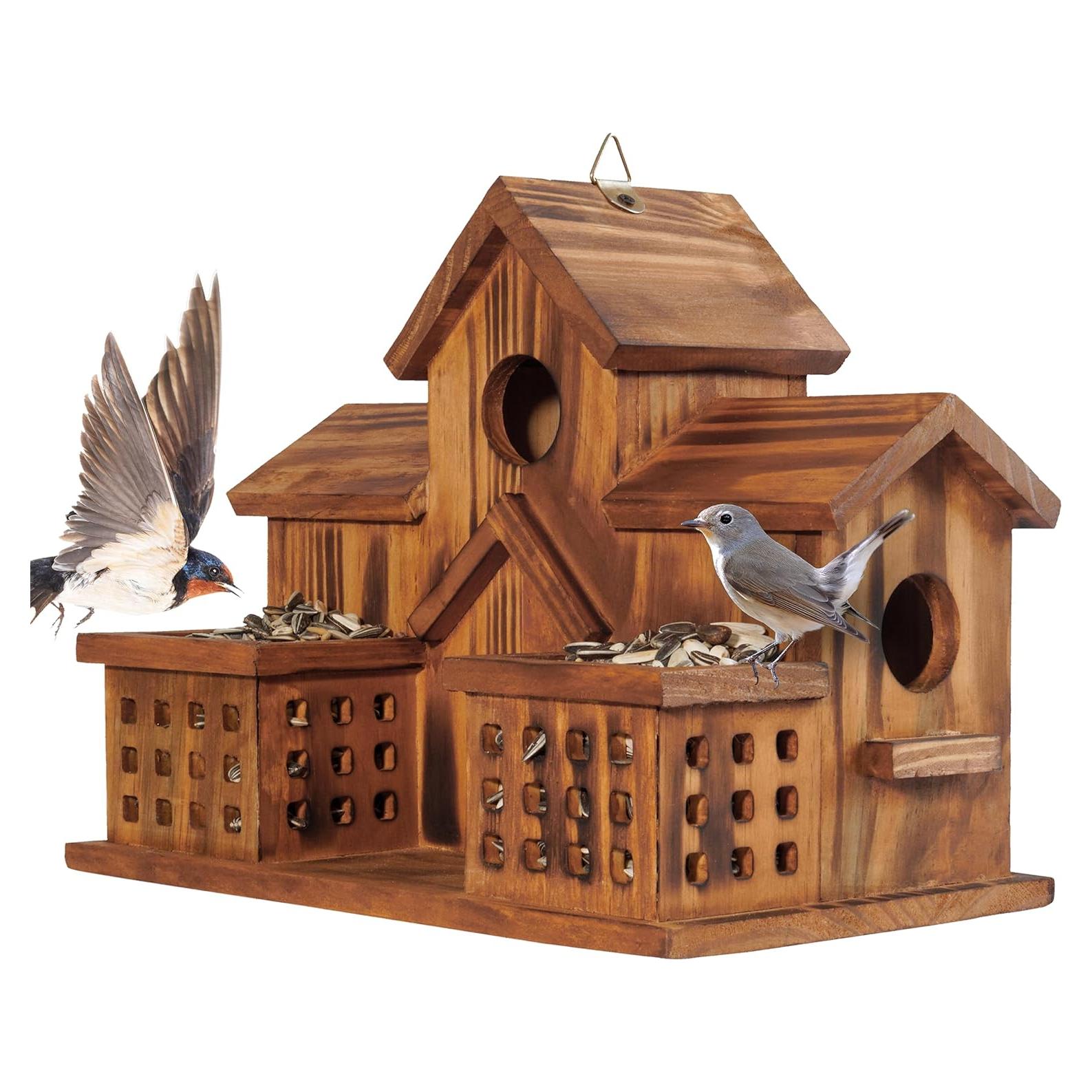 Casa para Aves MIXUMON de Madera con 3 Habitaciones y Comederos