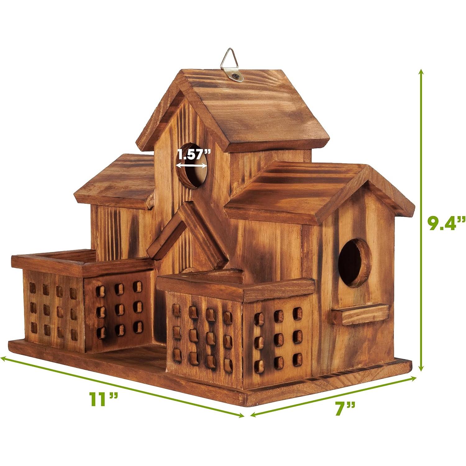 Casa para Aves MIXUMON de Madera con 3 Habitaciones y Comederos