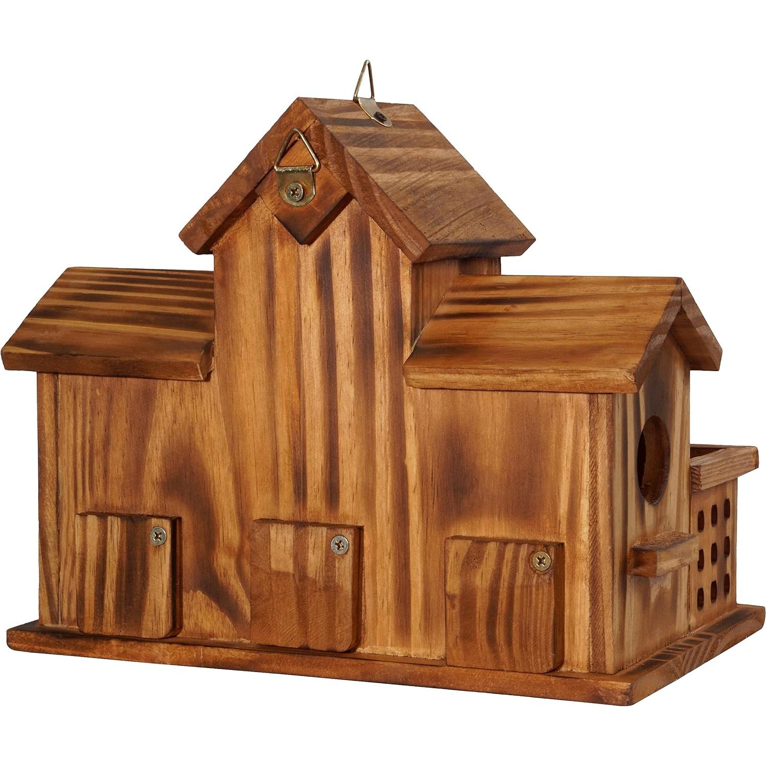 Casa para Aves MIXUMON de Madera con 3 Habitaciones y Comederos