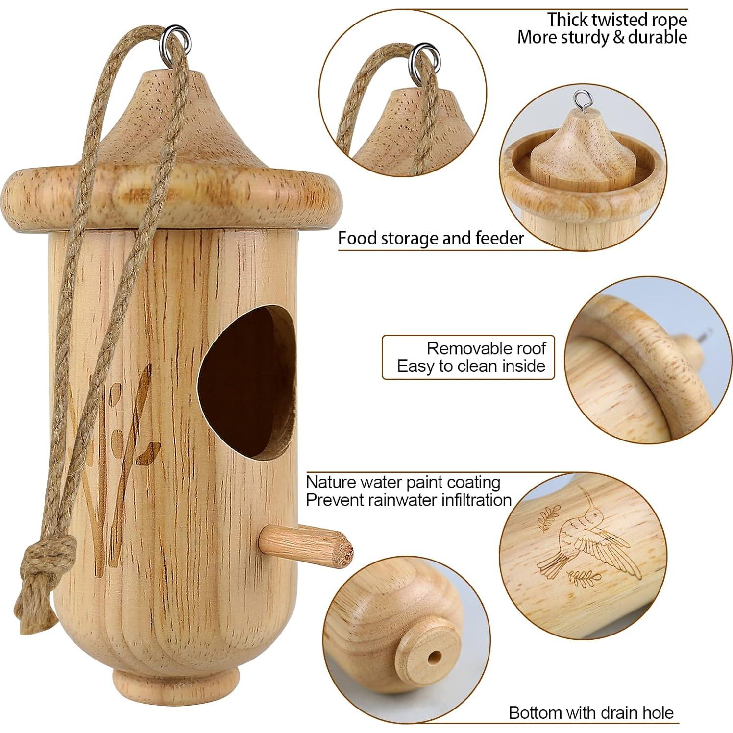 Casa de Colibrí de Madera BESWORLDS para Exterior 13.5x5.1cm