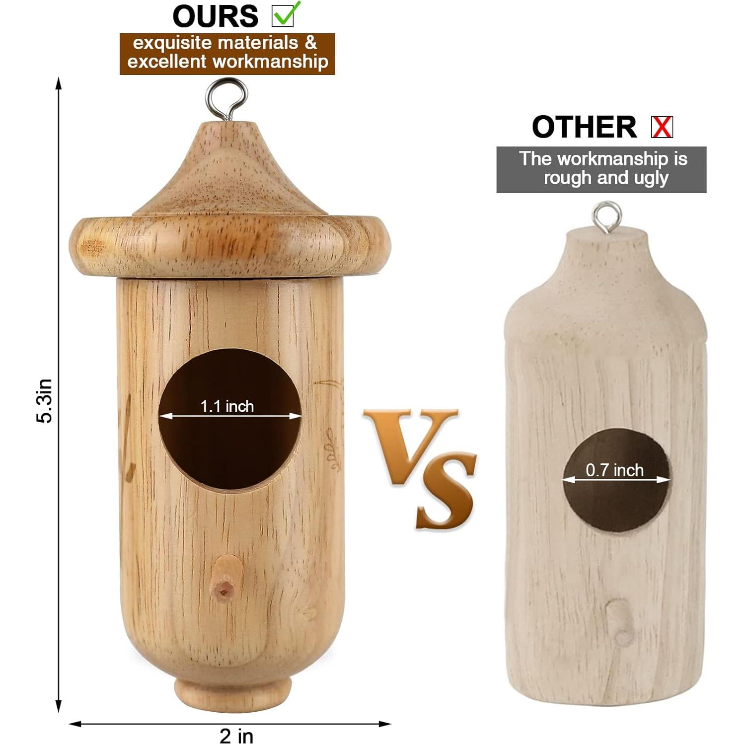 Casa de Colibrí de Madera BESWORLDS para Exterior 13.5x5.1cm