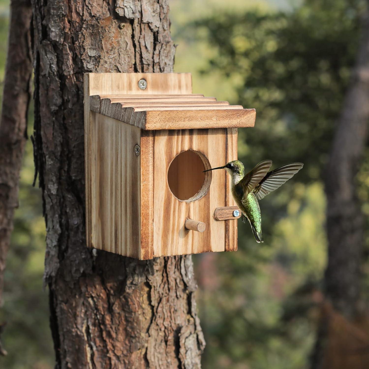 Casa de Colibrí NATUREYLWL de Madera para Aves Pequeñas
