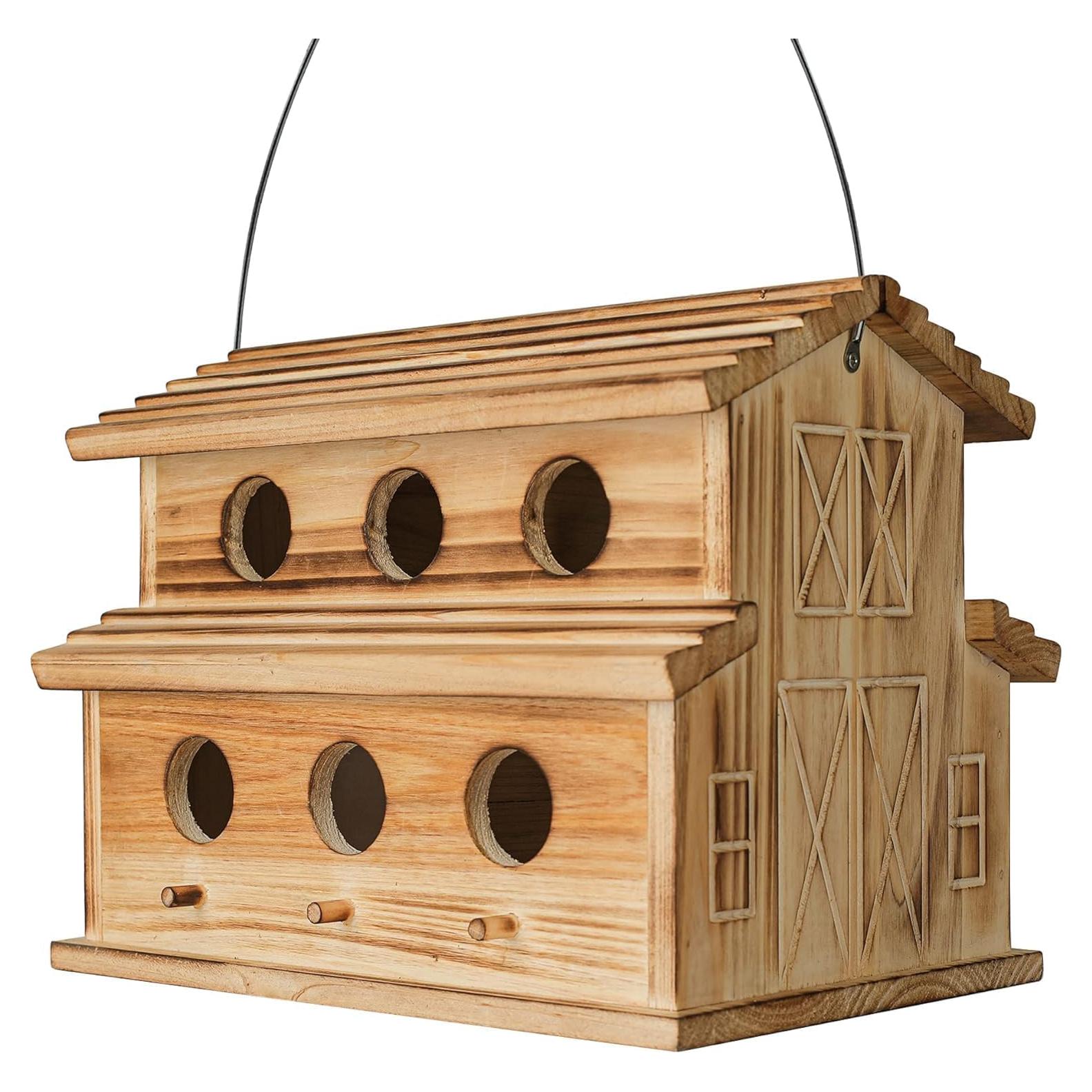 Casa de Aves Exterior CLACKIBUKVYZ 6 Agujeros Madera Duradera