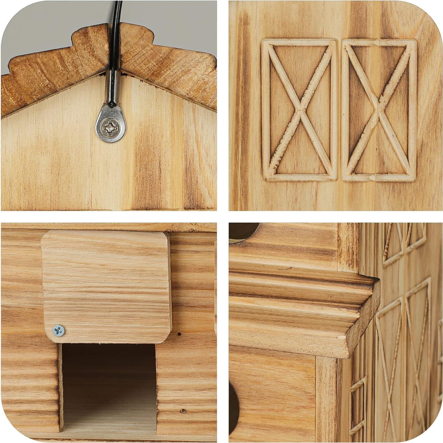 Casa de Aves Exterior CLACKIBUKVYZ 6 Agujeros Madera Duradera