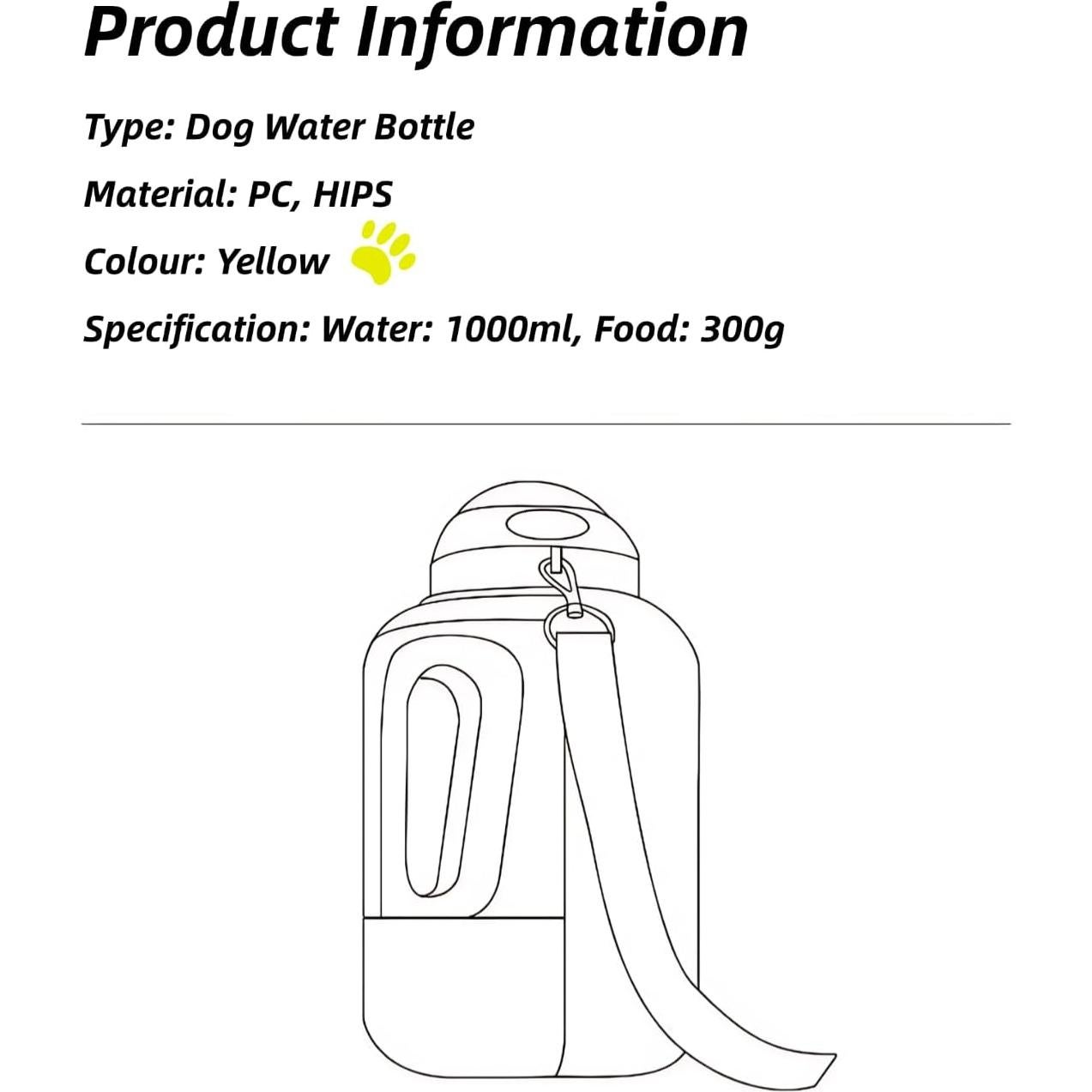 Botella de Agua y Tazón 2 en 1 para Perros TianfuSpanda 1.04L