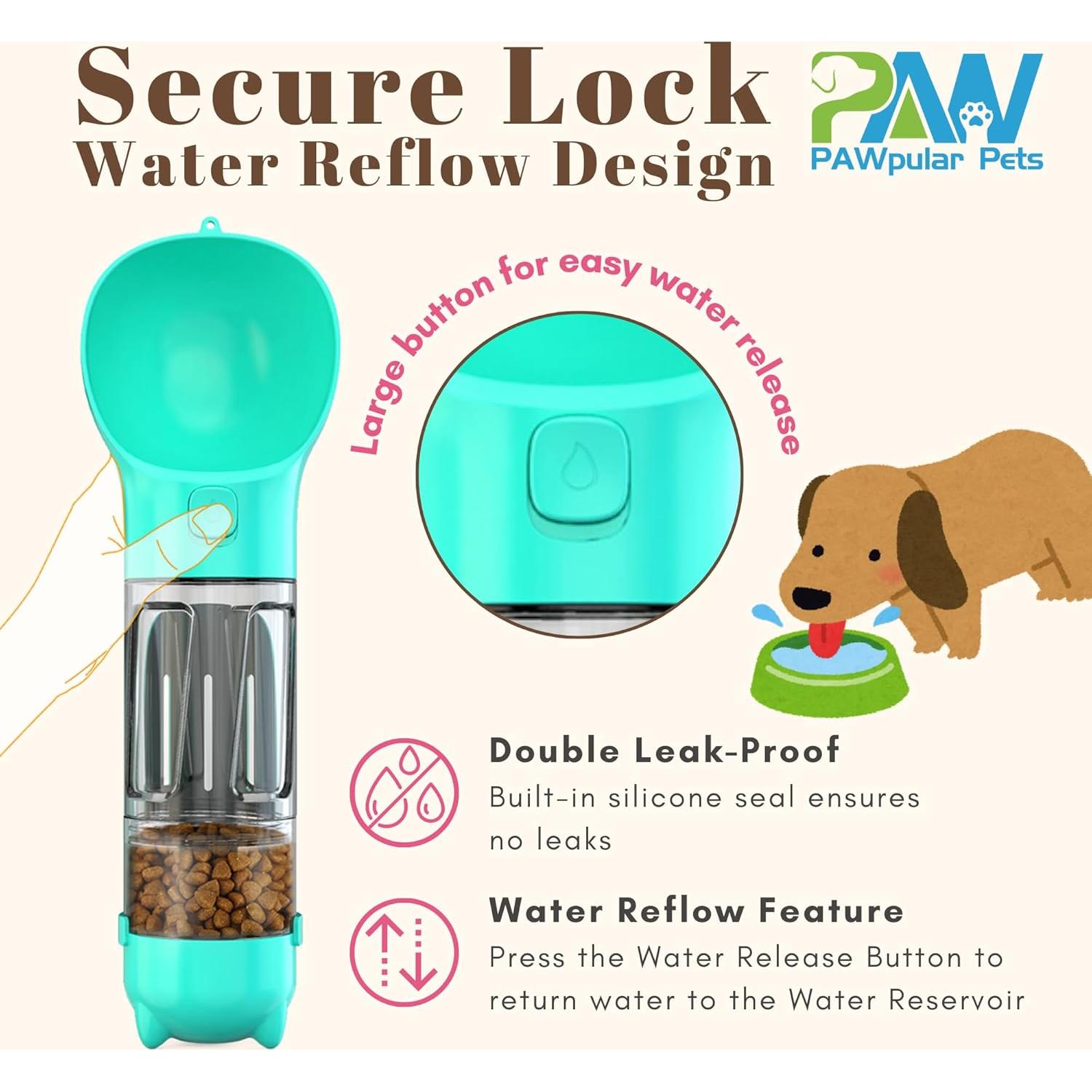 Botella de Agua Portátil para Perros PAWpularPets 295ml Azul