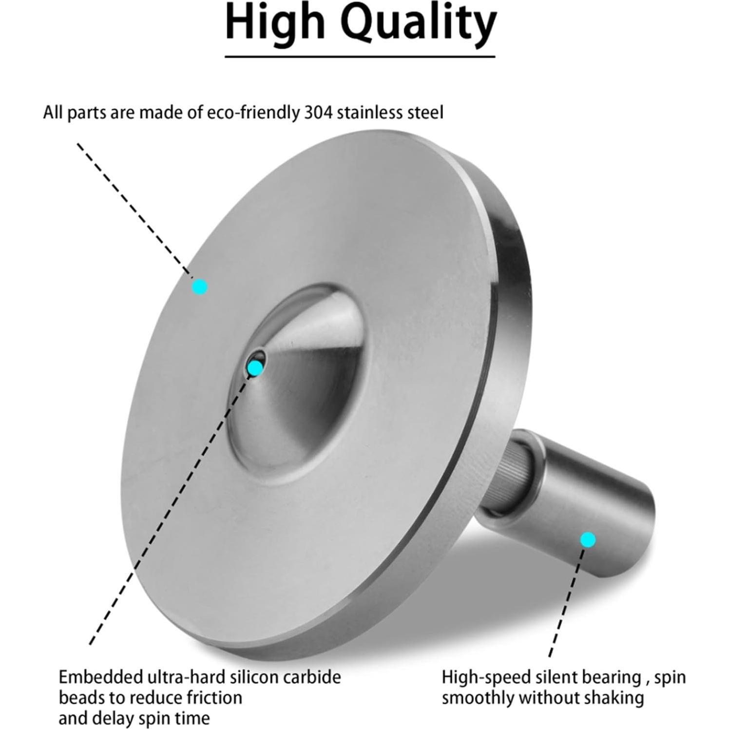 Peonza de Metal S Pro Plateado - Alivio del Estrés, 10 Minutos