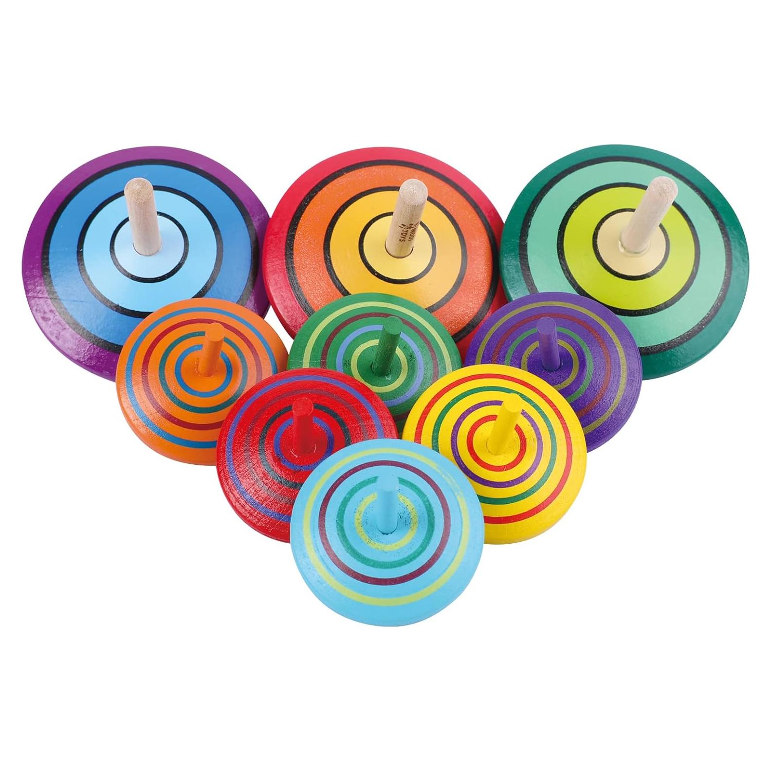 Trompos de Madera WODI 9 Piezas para Niños - Juguete Educativo