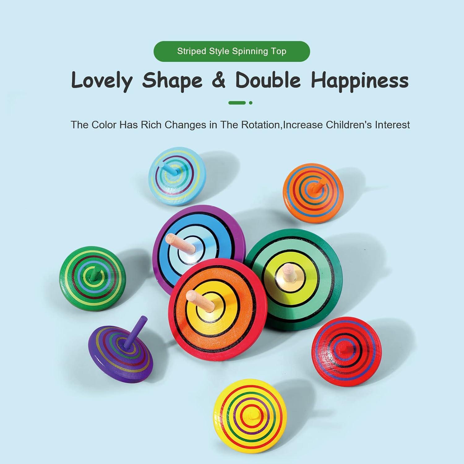 Trompos de Madera WODI 9 Piezas para Niños - Juguete Educativo