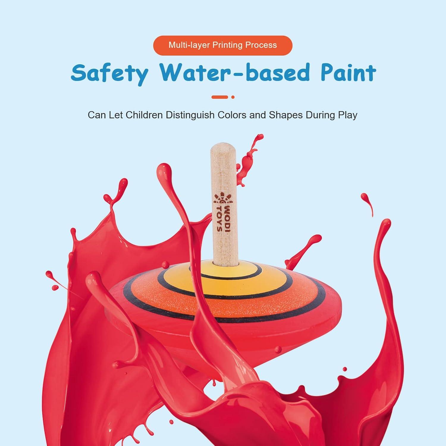 Trompos de Madera WODI 9 Piezas para Niños - Juguete Educativo