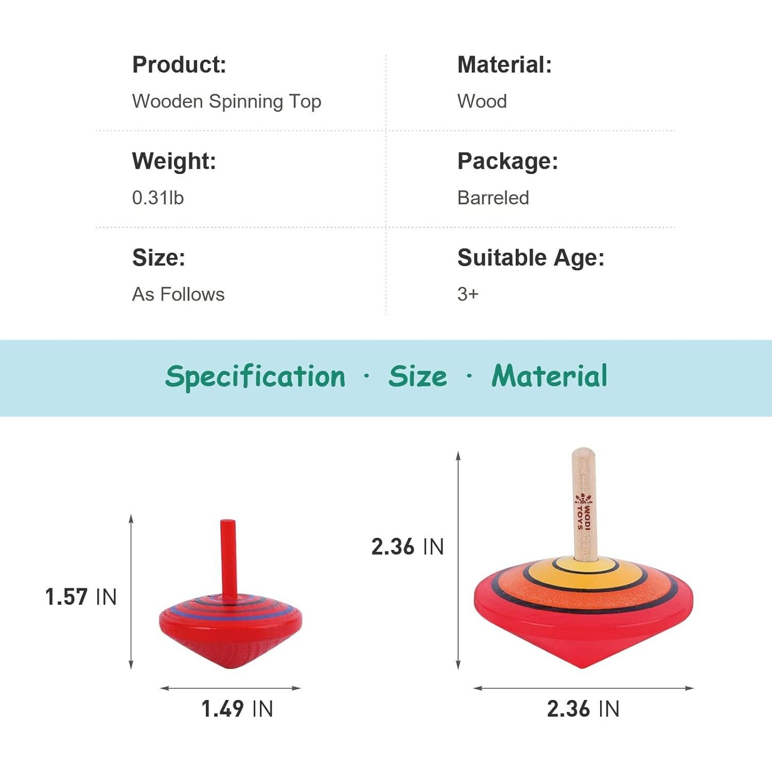 Trompos de Madera WODI 9 Piezas para Niños - Juguete Educativo